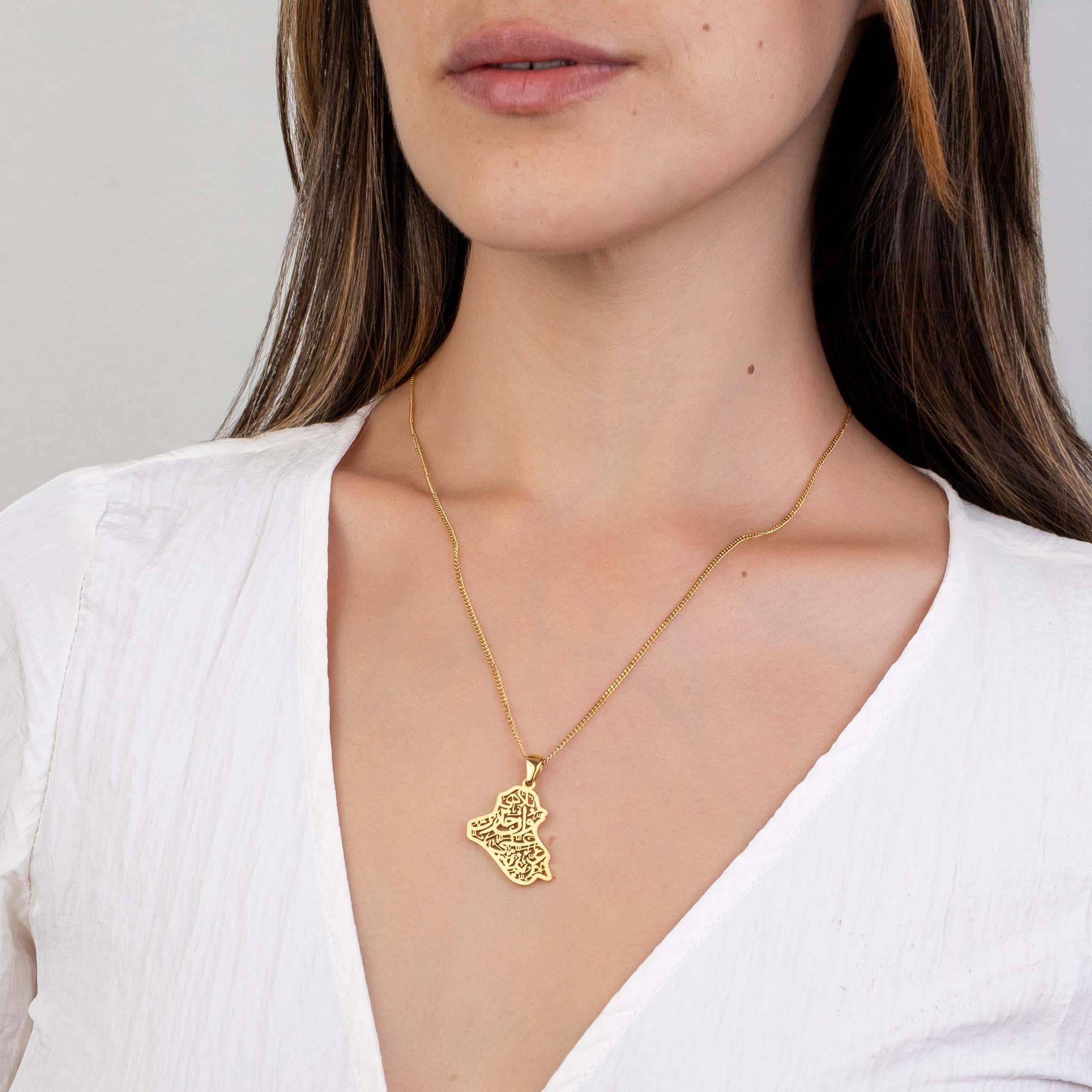 Iraq Map Necklace with Arabic Calligraphy (18K GOLD / SILVER) - image 4