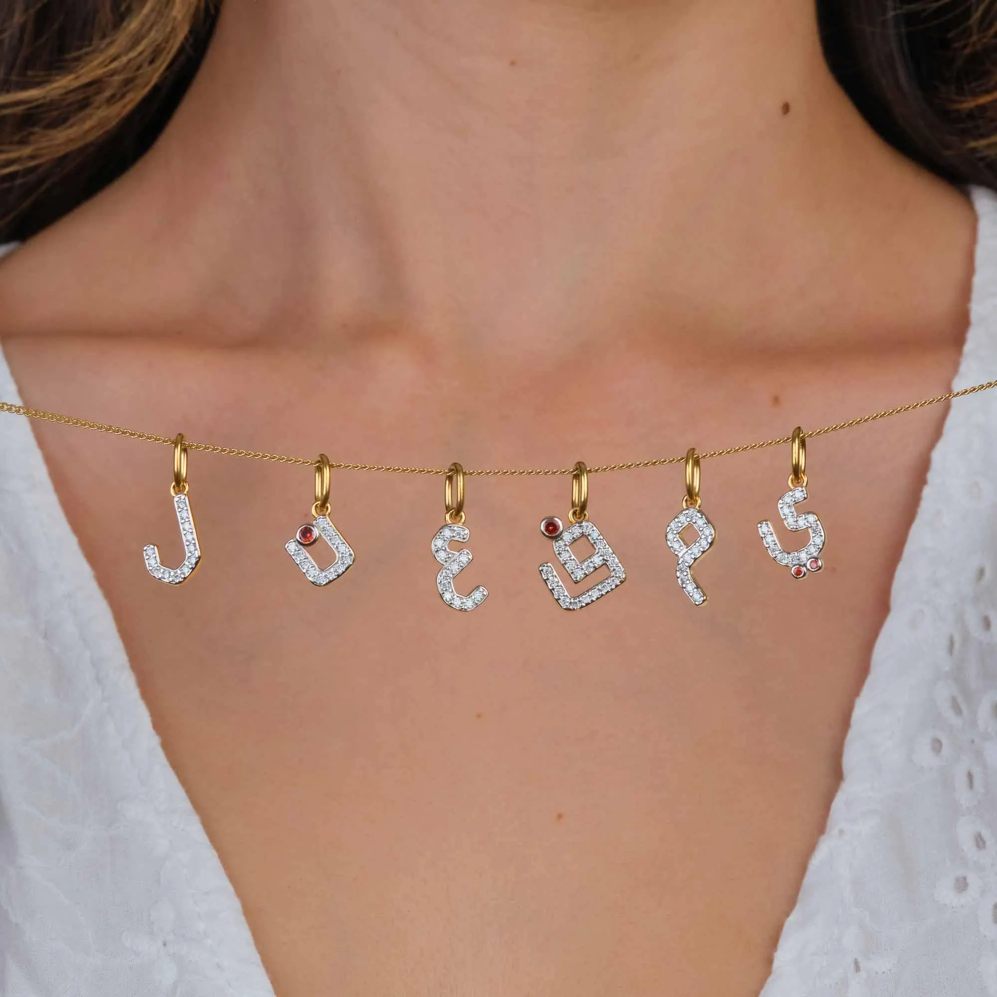 Diamond Arabic Letter necklace (18K Gold - 925 Silver) - image 3