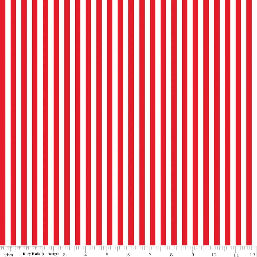 Striped Cotton Fabric by the Yard - Stripes 1/4" Red - Riley Blake C555-RED - image 3