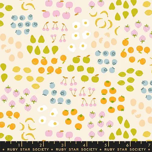 Modern Food Cotton Fabric by the Yard - Egg and Friends Froot Natural - Kimberly Kight for Ruby Star Society RS3093-11 - image 3