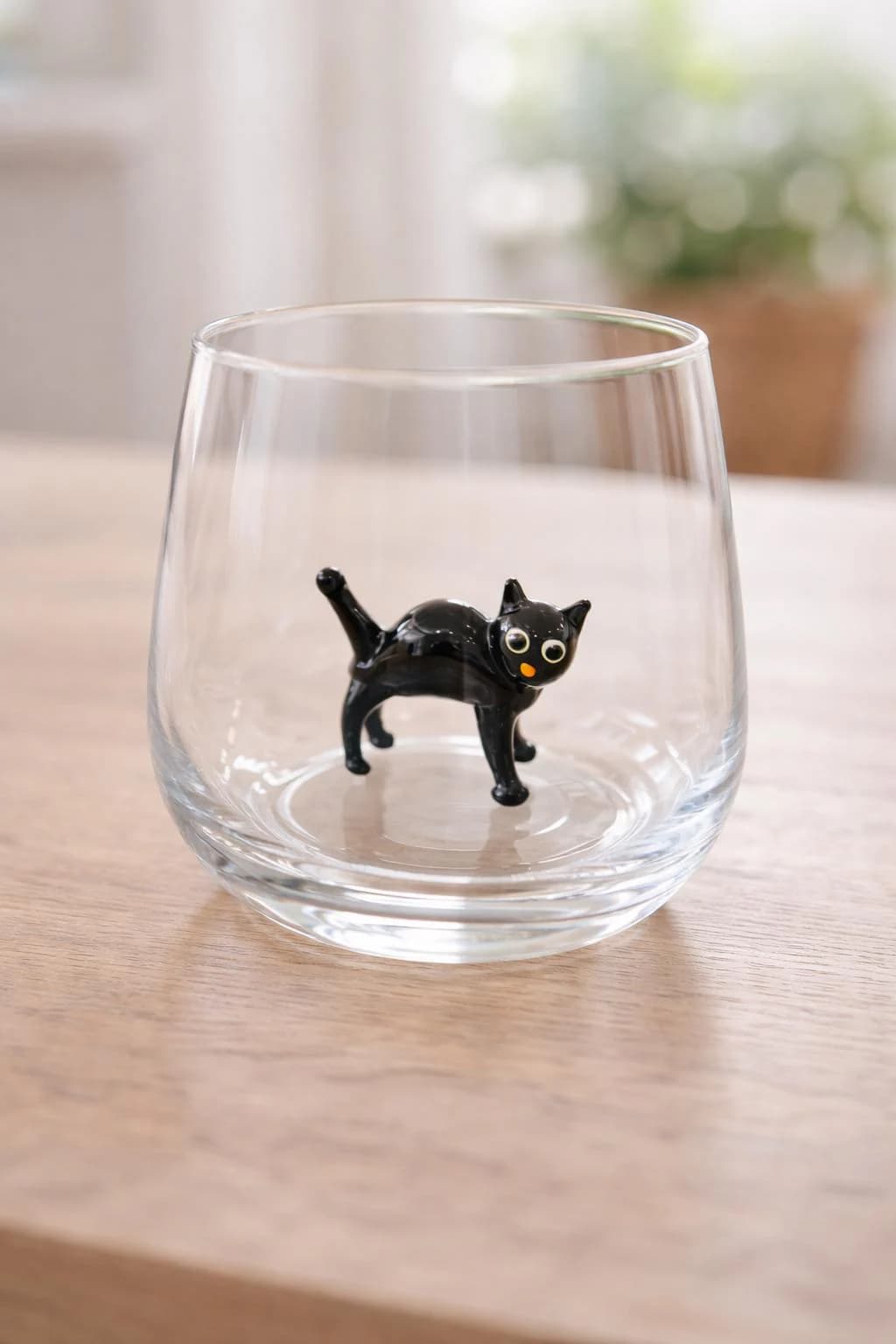 Drinking glass with brown cat, black cat glass cup, water cup, funny cat owner gift, cat mom gift, stemless glassware, christmas table, - image 3