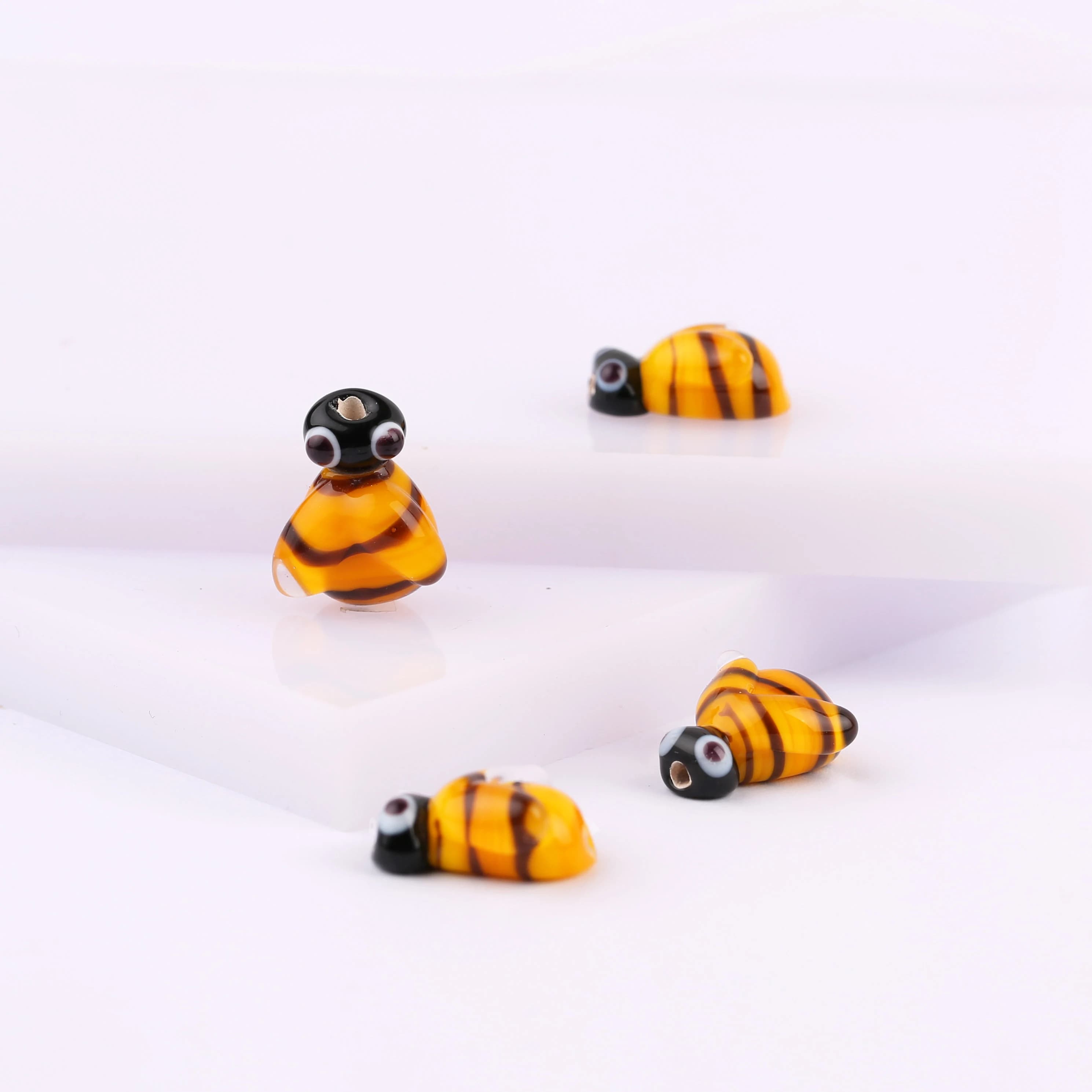 Lampwork Bee Glass Bead, Bumblebee Charm, Handmade Murano Style Bee, Cute Insect Bead, Honey Bee Jewelry Making Supply, Spacer Bead - image 4