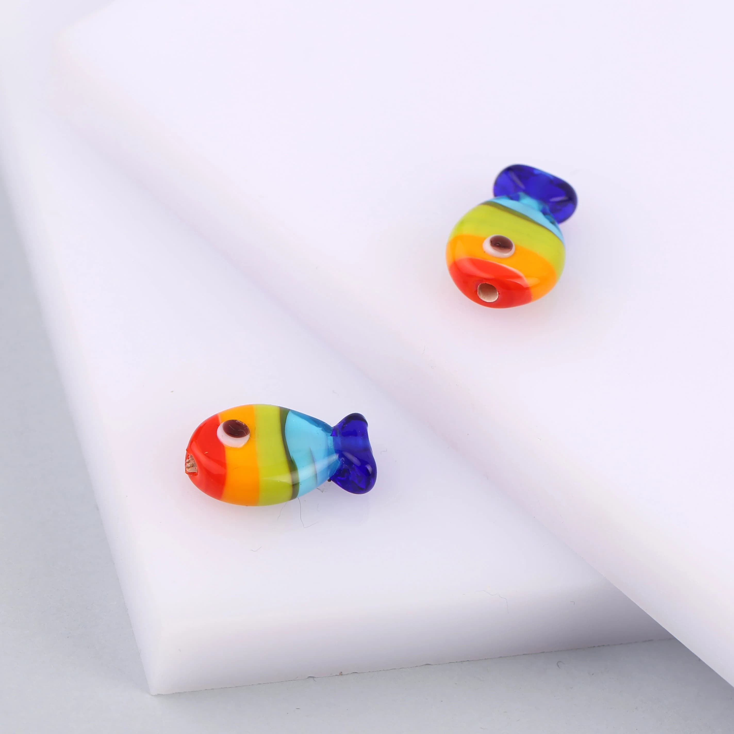 Rainbow Fish Lampwork Bead, Murano Glass Fish Charm, Handmade Ocean Bead, Colorful Fish Pendant, Artisan Jewelry Supply, Cute Nautical Bead - image 2