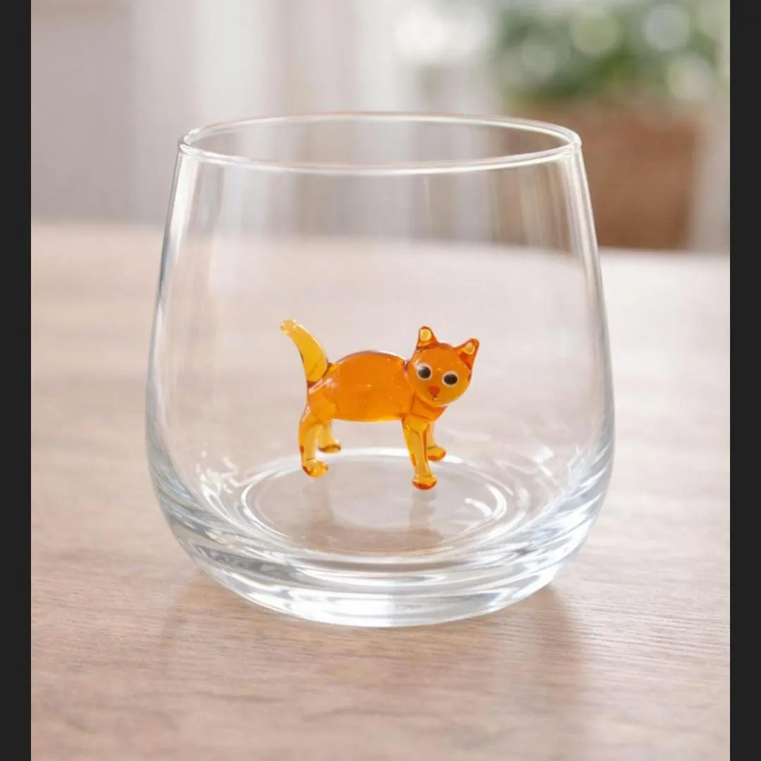 Drinking glass with brown cat, black cat glass cup, water cup, funny cat owner gift, cat mom gift, stemless glassware, christmas table, - image 2