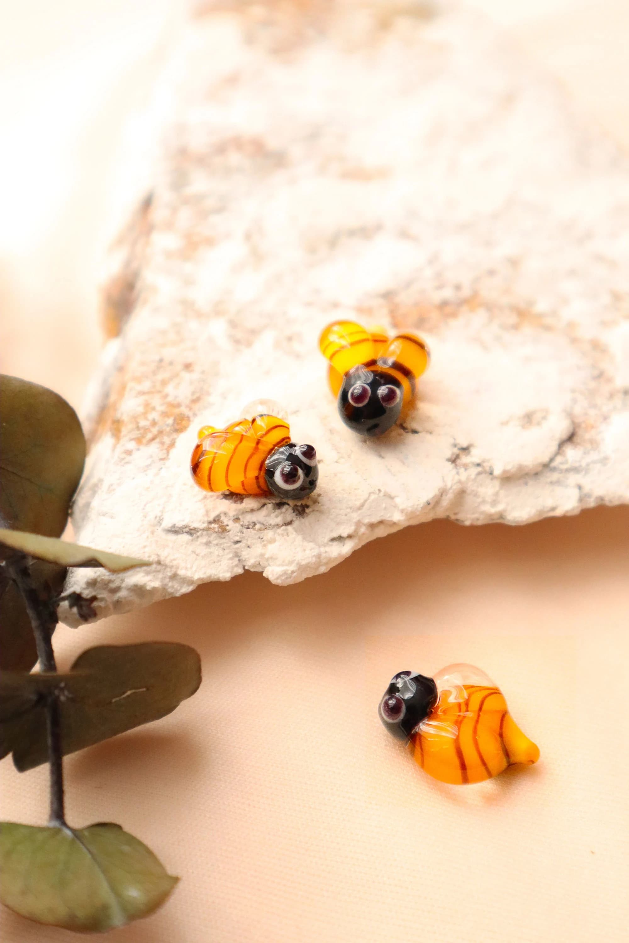 Lampwork Bee Glass Bead, Bumblebee Charm, Handmade Murano Style Bee, Cute Insect Bead, Honey Bee Jewelry Making Supply, Spacer Bead - image 3