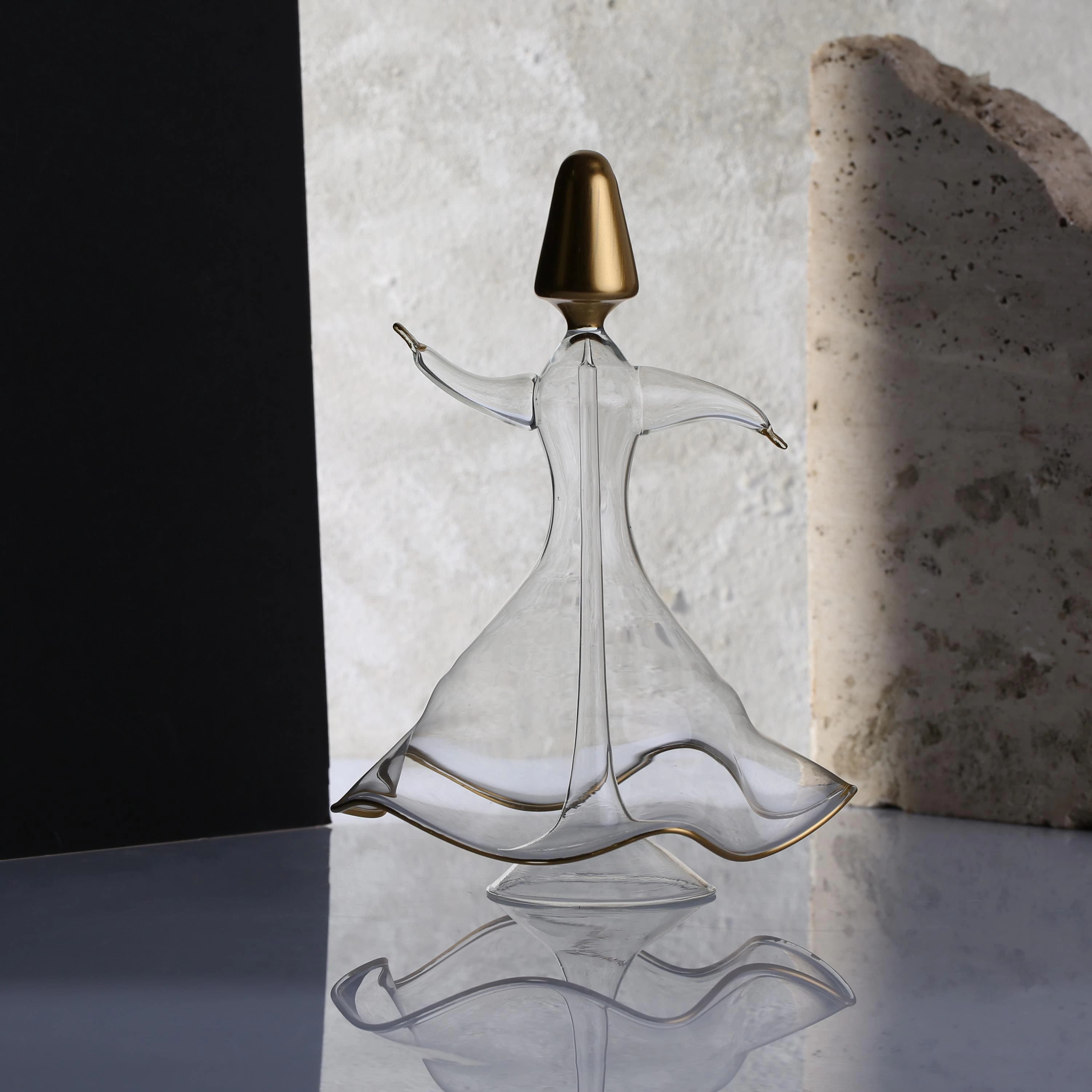 Hand Blown Glass whirling dervish Ornament, spinning tabletop figurine, rotating Islamic Decor, sufism, Modern Islamic gift, dancing semazen - image 3