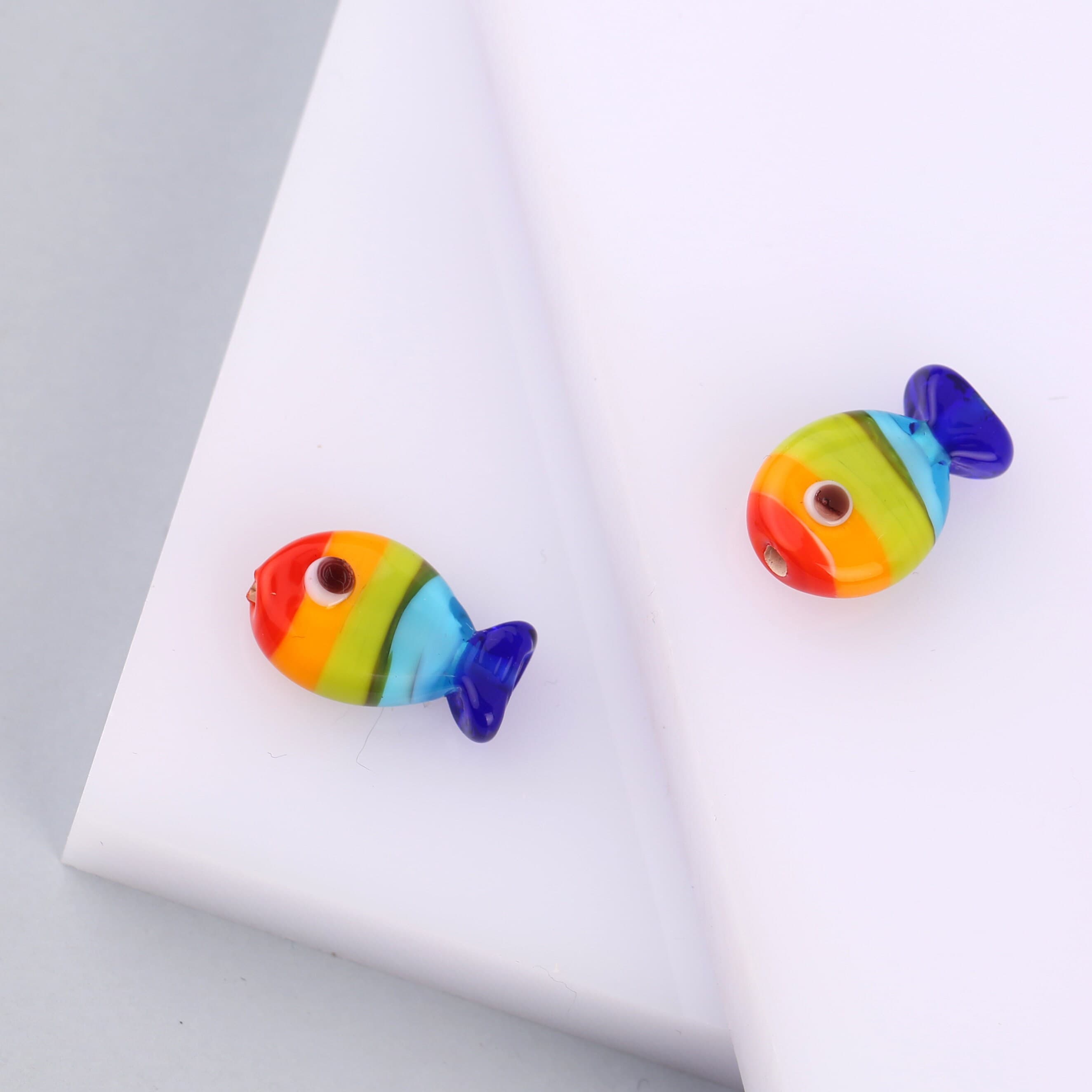 Rainbow Fish Lampwork Bead, Murano Glass Fish Charm, Handmade Ocean Bead, Colorful Fish Pendant, Artisan Jewelry Supply, Cute Nautical Bead - image 5