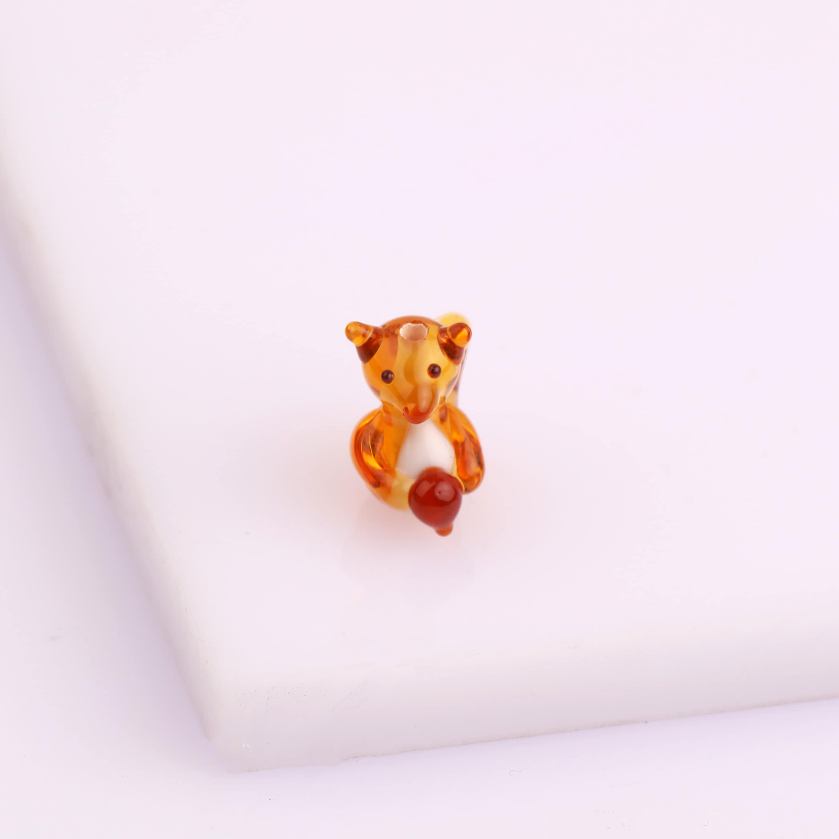 Handmade Lampwork Glass Squirrel Bead with Acorn, Woodland Animal Bead, Forest Critter Charm, Murano Style Glass Bead for Jewelry Making - image 3