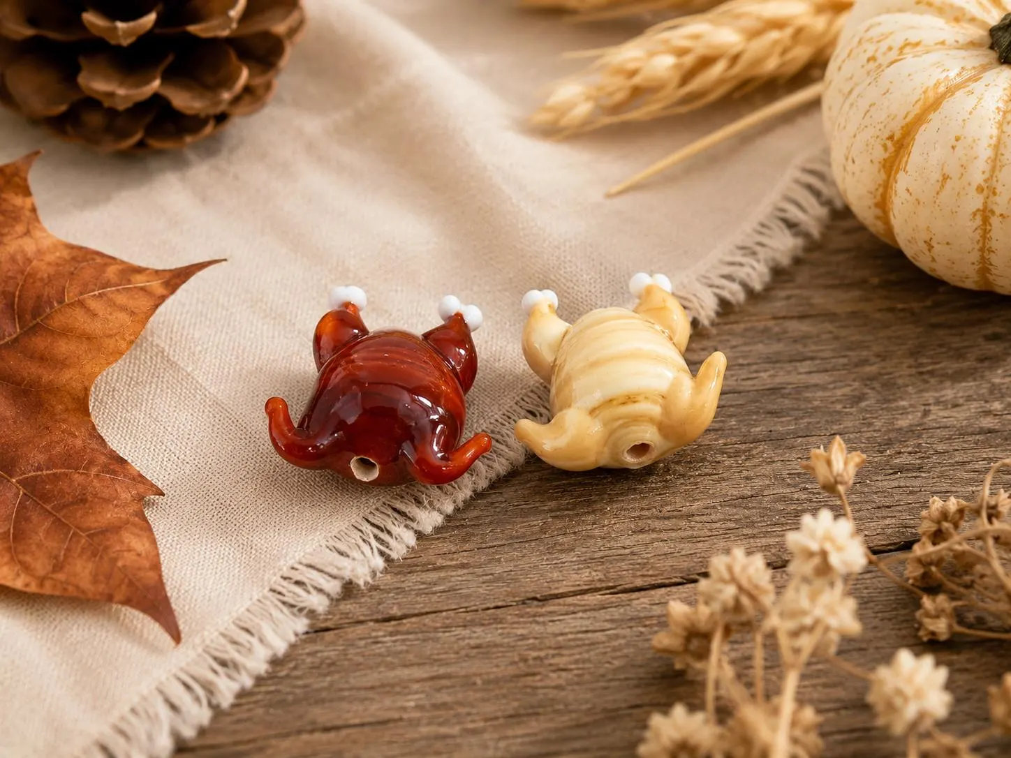 Handmade Roast Turkey Glass Bead, Thanksgiving Lampwork Charm, Miniature Food Bead, Roasted Chicken Pendant, Holiday Jewelry Making Supply - image 2