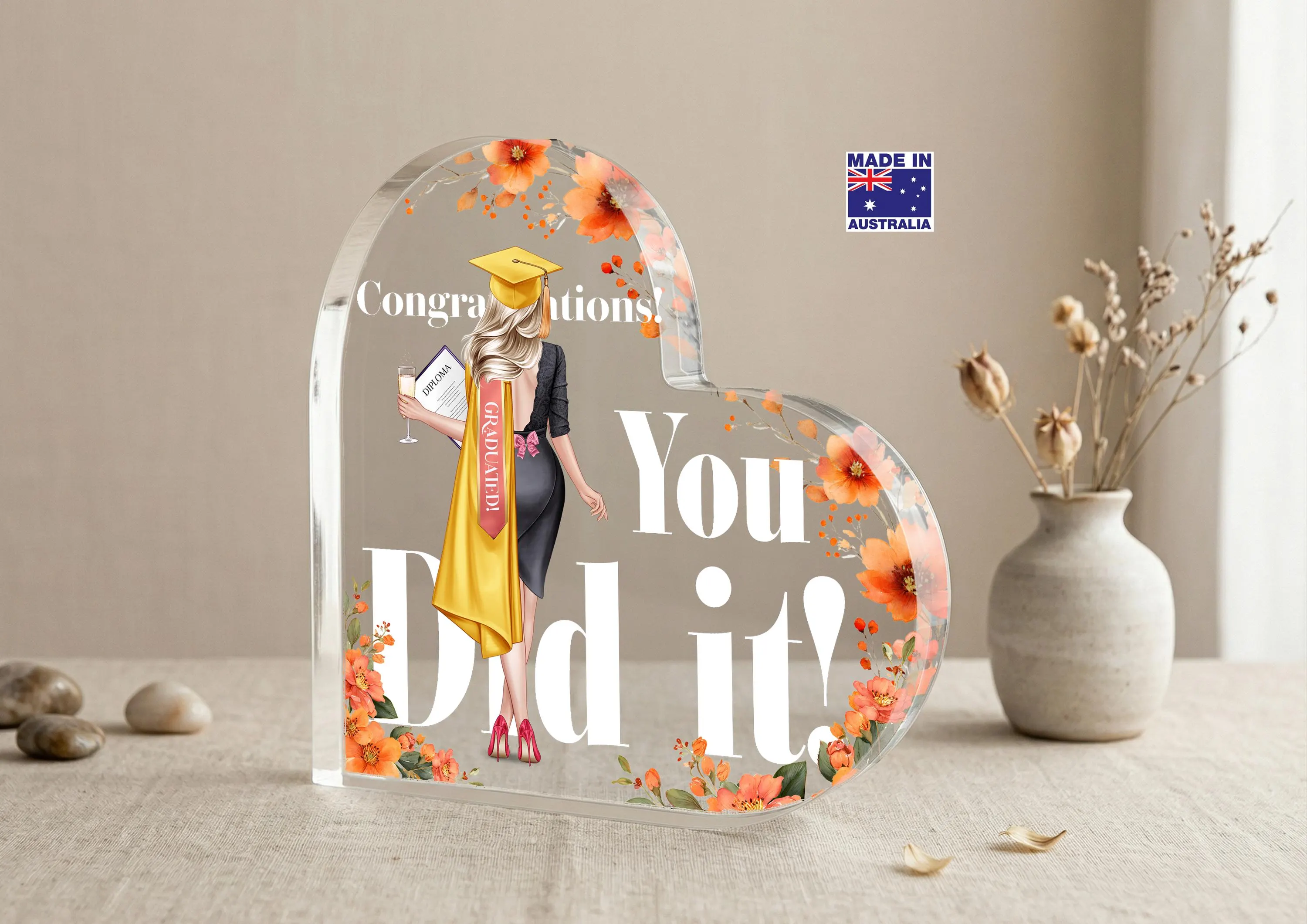 Personalised Heart shaped Acrylic plaque for Gradulation for Girl, best gradulation gift - image 5