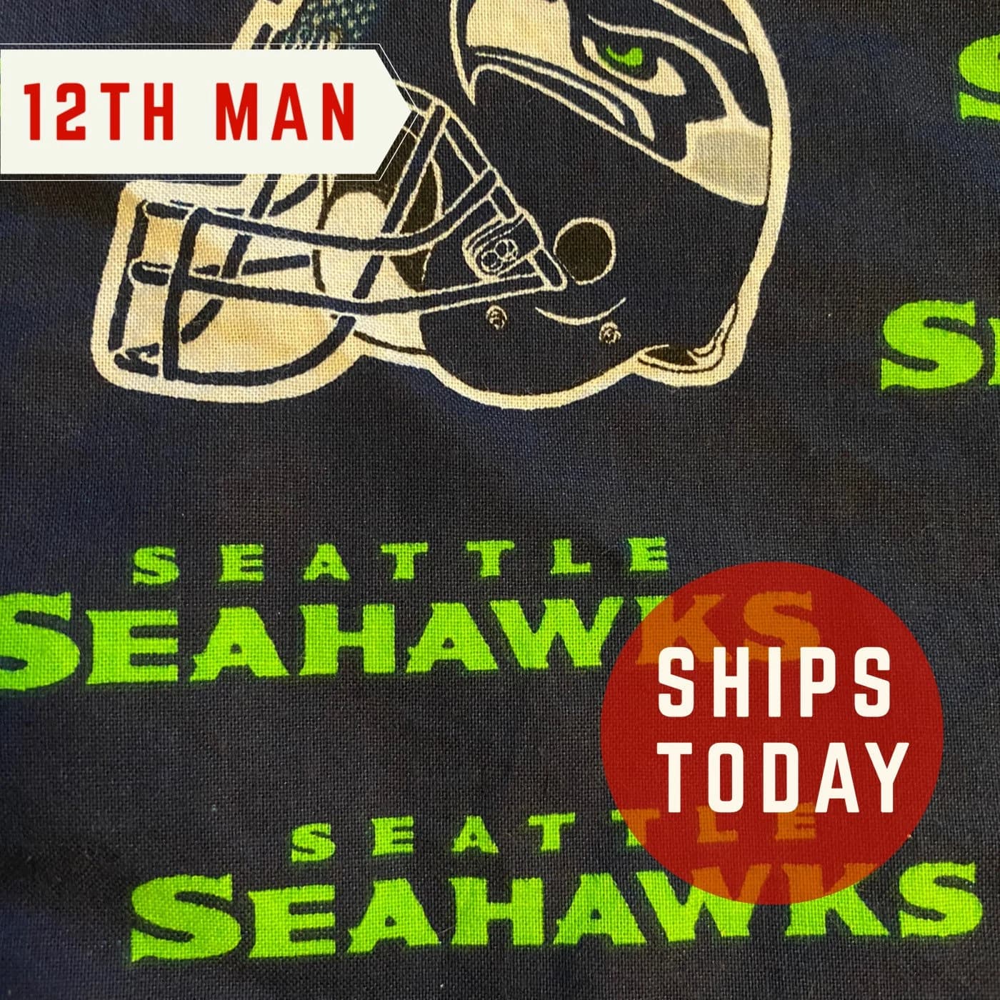 Seahawks sports Fabric Face Mask for men women kids washable double layer cotton, protective cloth mask fun print elastic pleated tie back - image 5