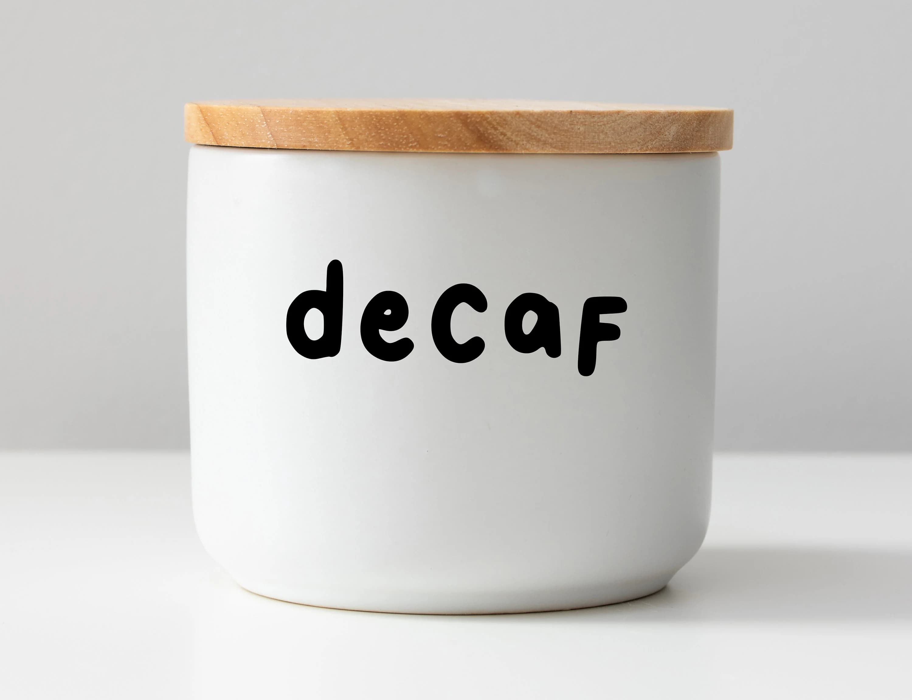 Decaf Jar Label - Coffee Grounds Kitchen Decal
