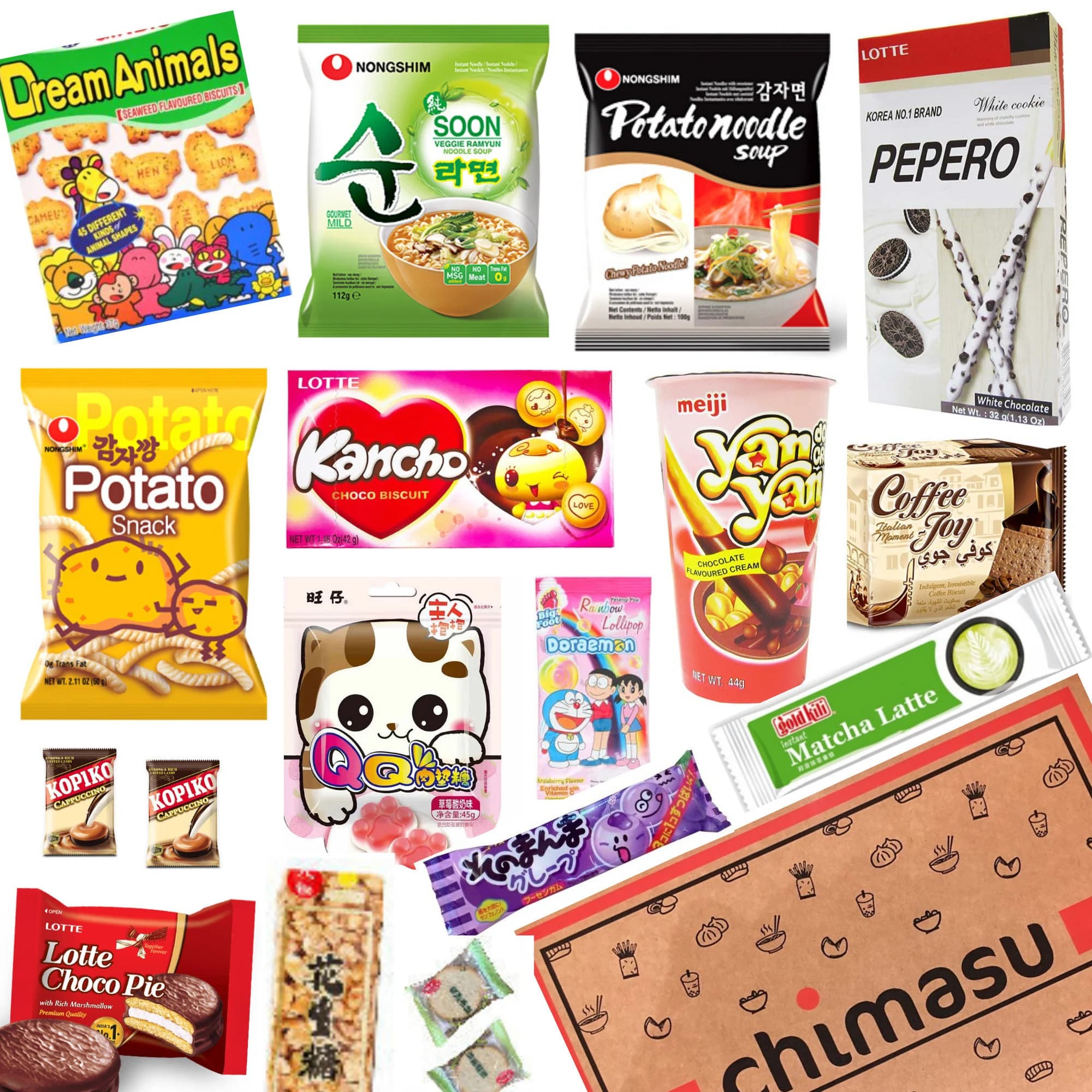 Asian Deluxe Snack Box Hamper by Chimasu - Includes Japanese, Korean, Chinese, Taiwanese, Singaporean Snacks and Sweets and Much More