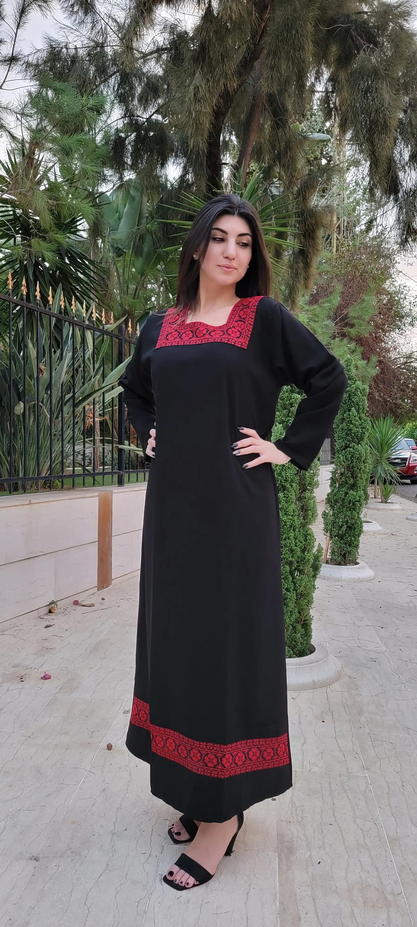 Palestinian Embroidery LONG Dress & Cape (set of 3 pieces) - image 5