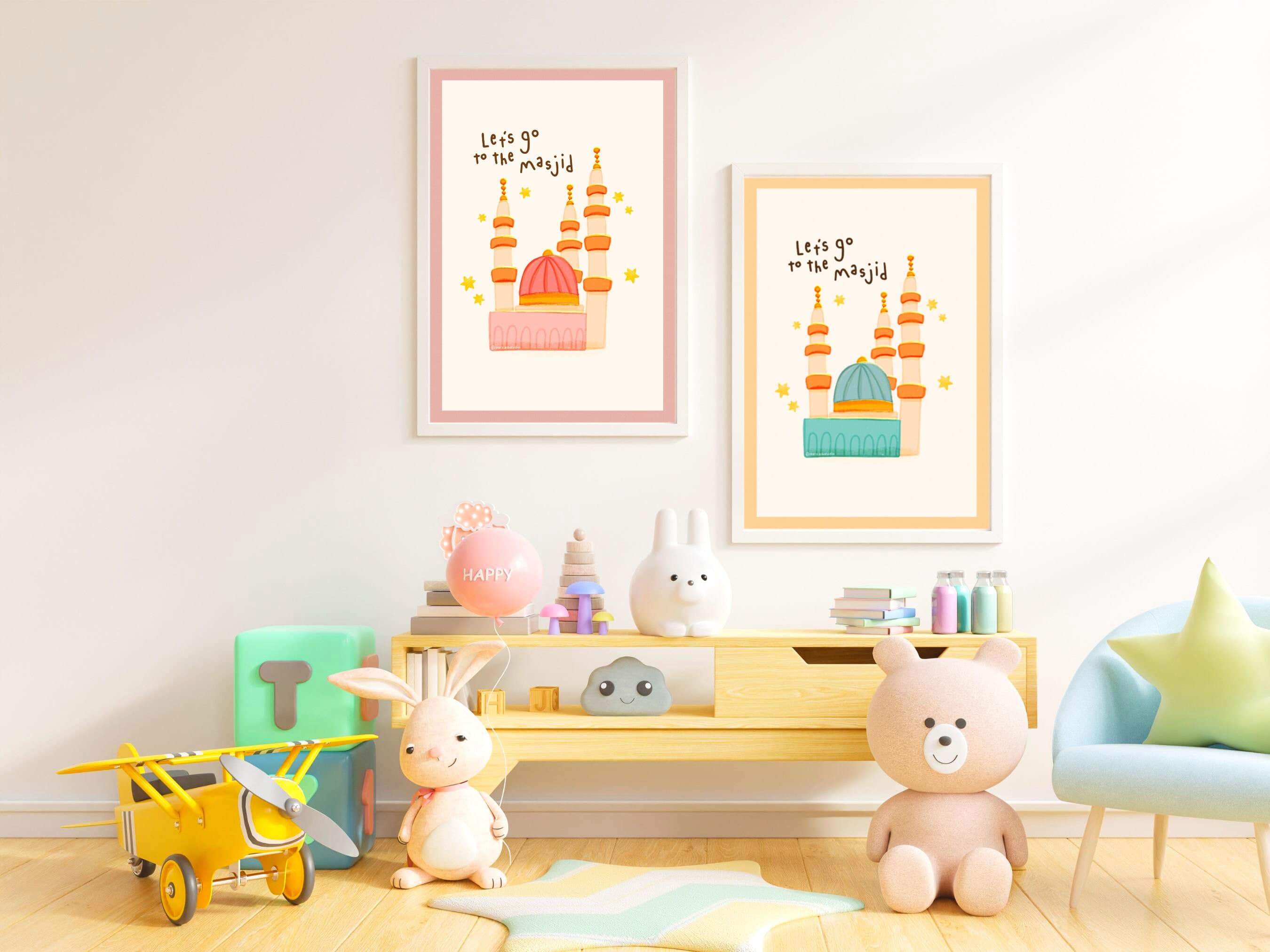 Mosque Kids Art Print: Islamic Children's Wall Decor, Eid Gift - image 5