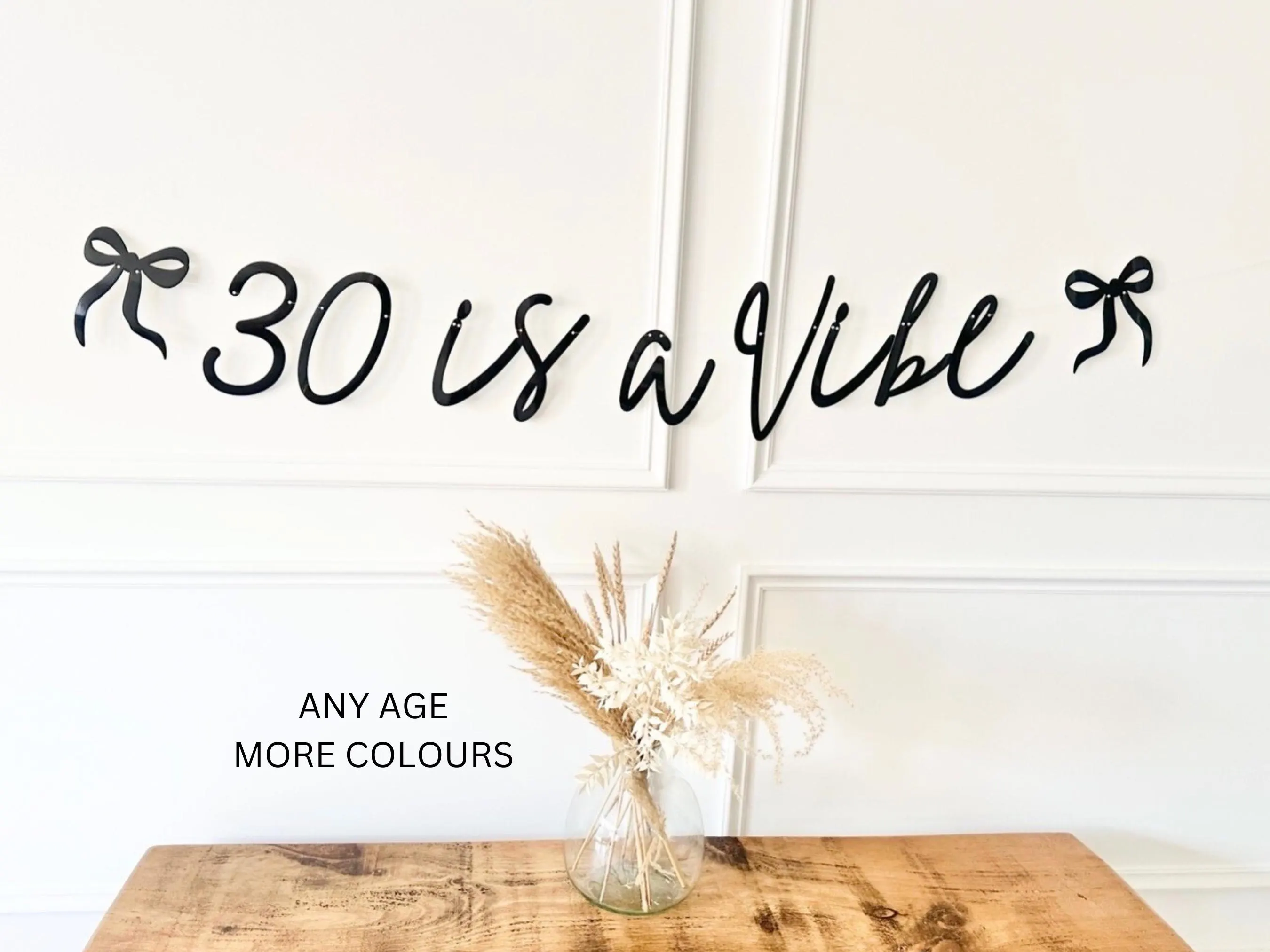 Birthday Sign (any age/colour) 30th Birthday Banner, Turning 30, 30th Birthday Bunting, Gold Banner, Birthday Decor, 30 is a Vibe Sign
