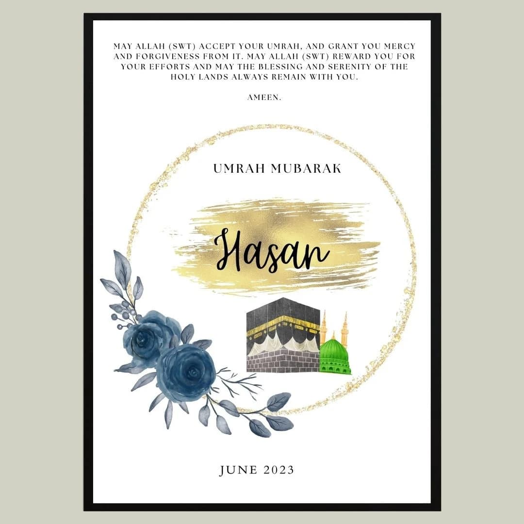 A4 Personalised Umrah Frame, Umrah Mubarak, Umrah Print, Umrah Gift, Umrah frame, Umrah Duas, Islamic Gift, Eid Gift, Hajj gift, Haj Mubarak