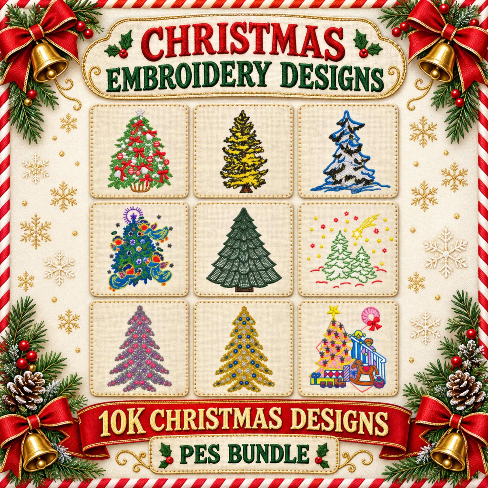 8k Christmas Embroidery Designs PES Bundle, Holiday Machine Embroidery Files, Christmas PES Designs for Brother Babylock, Instant Download - image 3