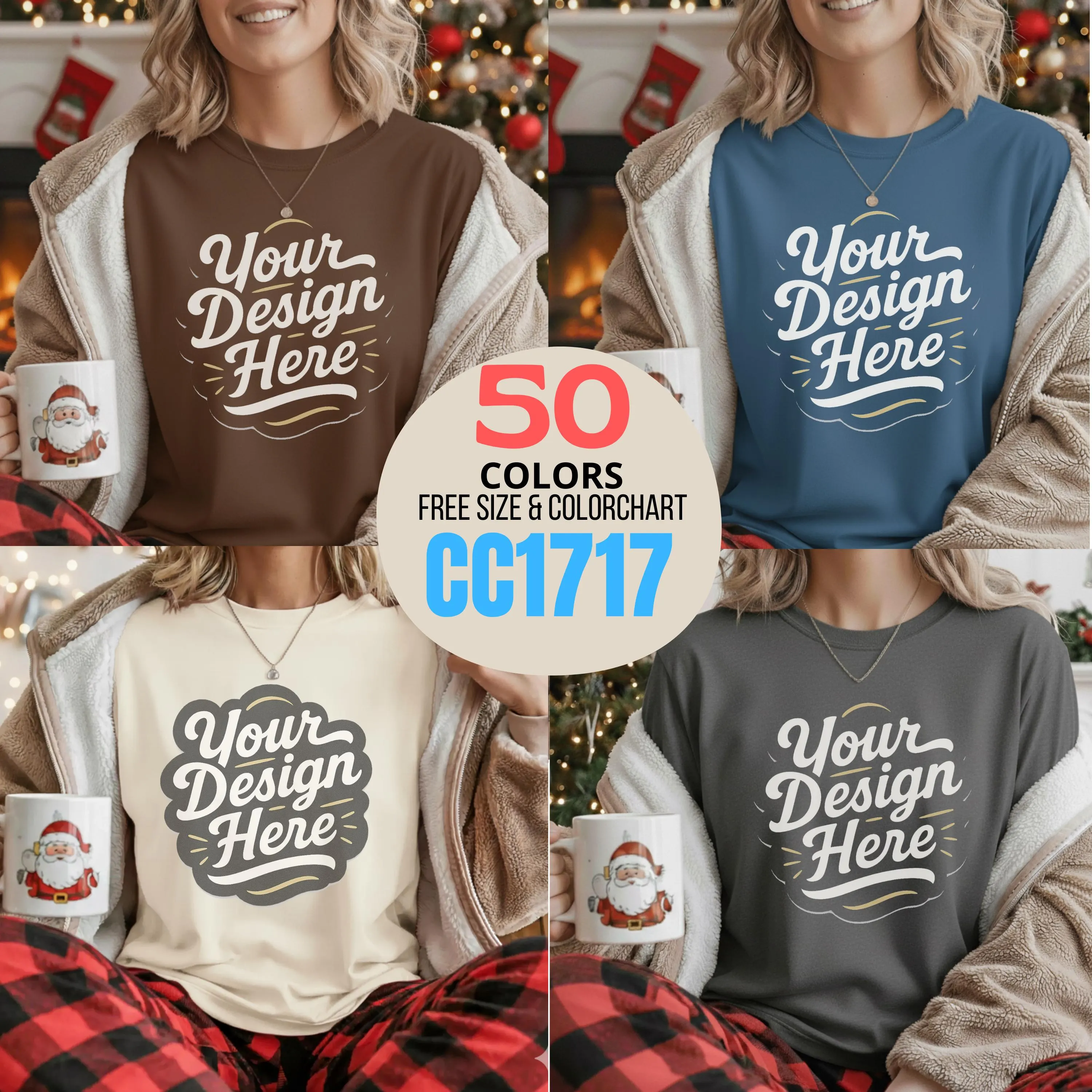 50x colos, xmas pullover, Shirt Mockup Bundle, Comfort Colors 1717 , Holiday Oversized Tee Pack,