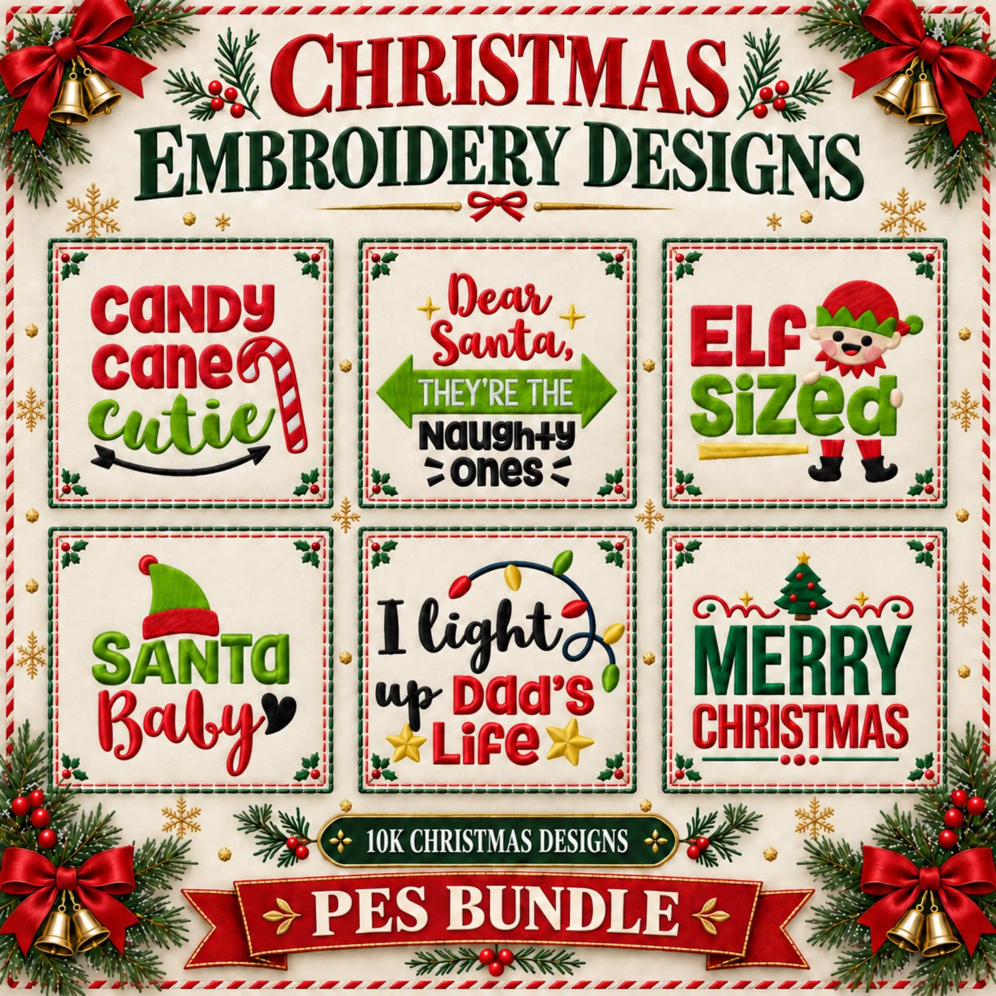 8k Christmas Embroidery Designs PES Bundle, Holiday Machine Embroidery Files, Christmas PES Designs for Brother Babylock, Instant Download - image 4