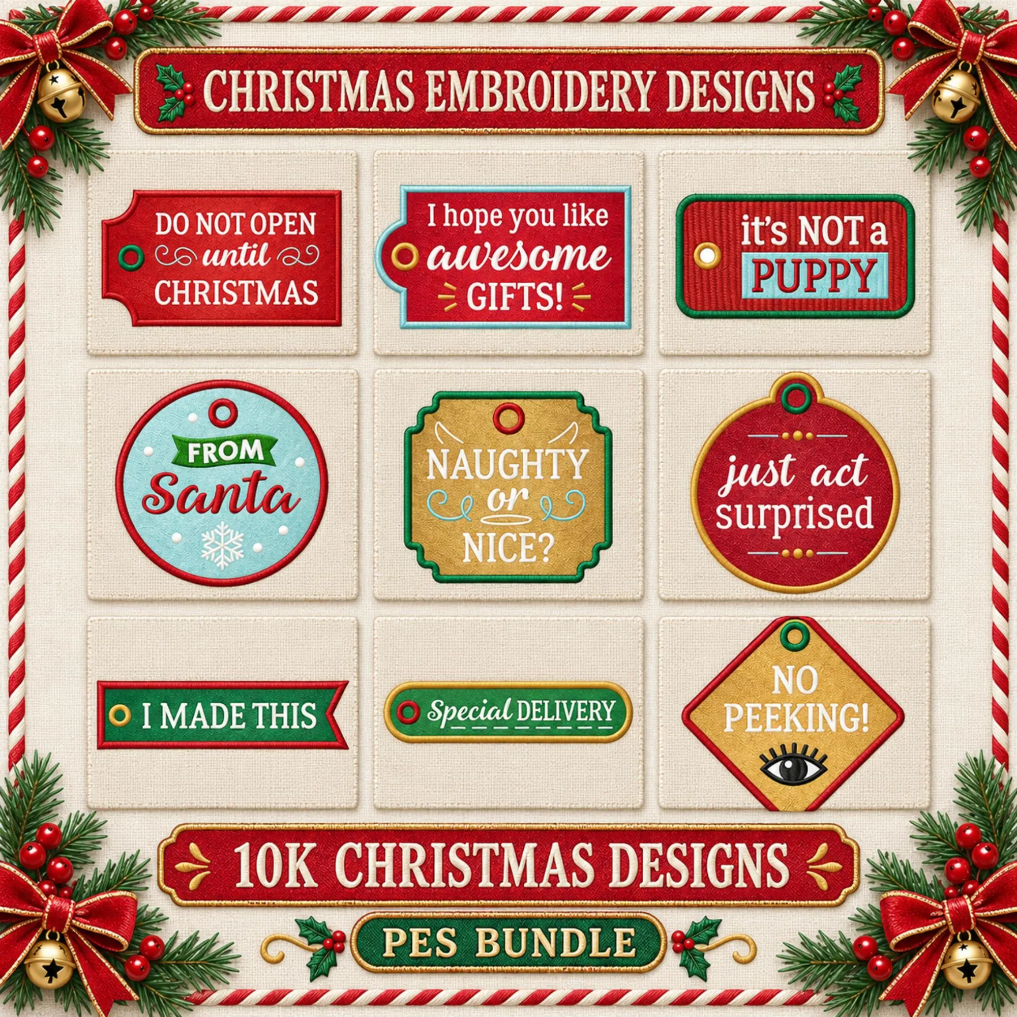 8k Christmas Embroidery Designs PES Bundle, Holiday Machine Embroidery Files, Christmas PES Designs for Brother Babylock, Instant Download - image 5