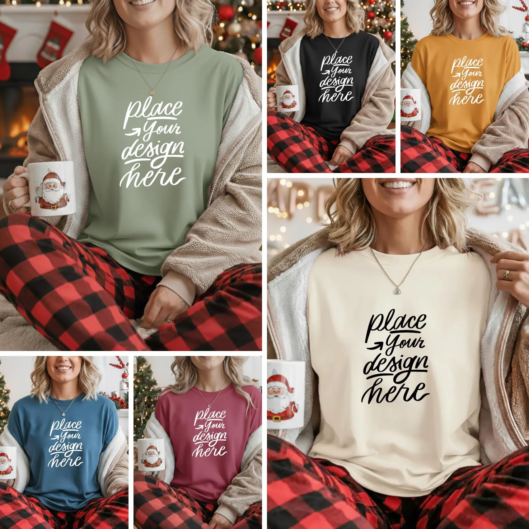 50x colos, xmas pullover, Shirt Mockup Bundle, Comfort Colors 1717 , Holiday Oversized Tee Pack, - image 3