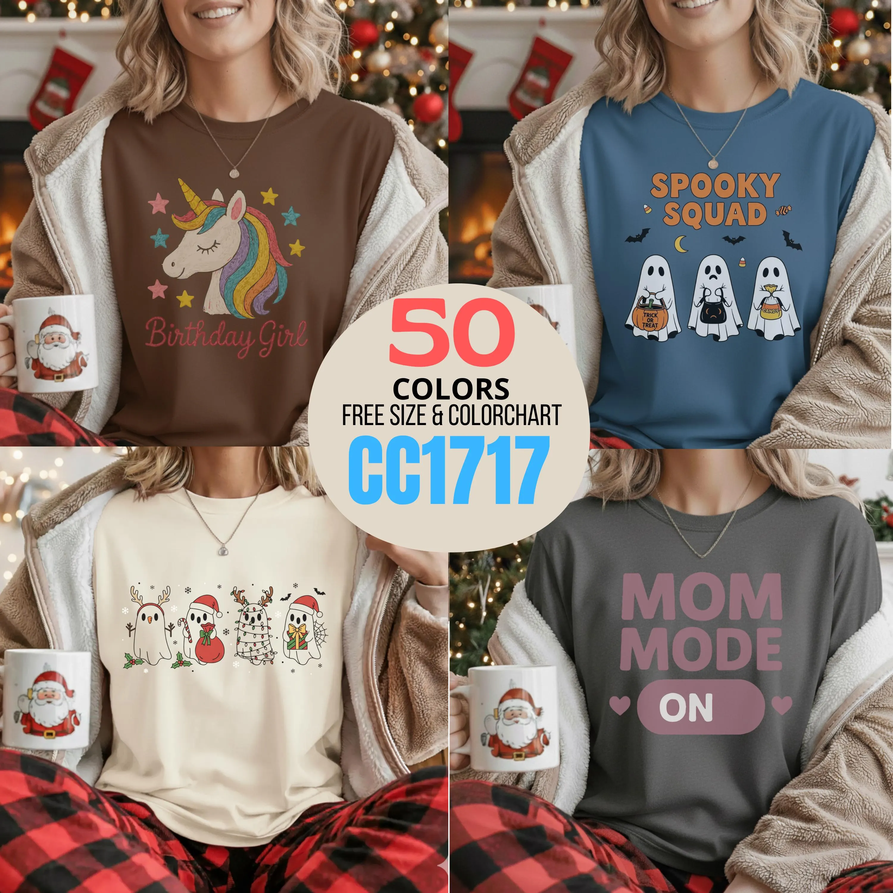 50x colos, xmas pullover, Shirt Mockup Bundle, Comfort Colors 1717 , Holiday Oversized Tee Pack, - image 2