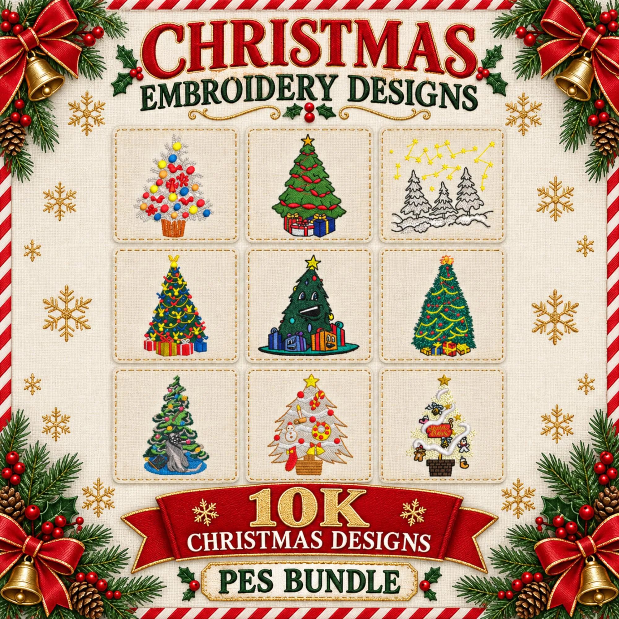 8k Christmas Embroidery Designs PES Bundle, Holiday Machine Embroidery Files, Christmas PES Designs for Brother Babylock, Instant Download - image 2