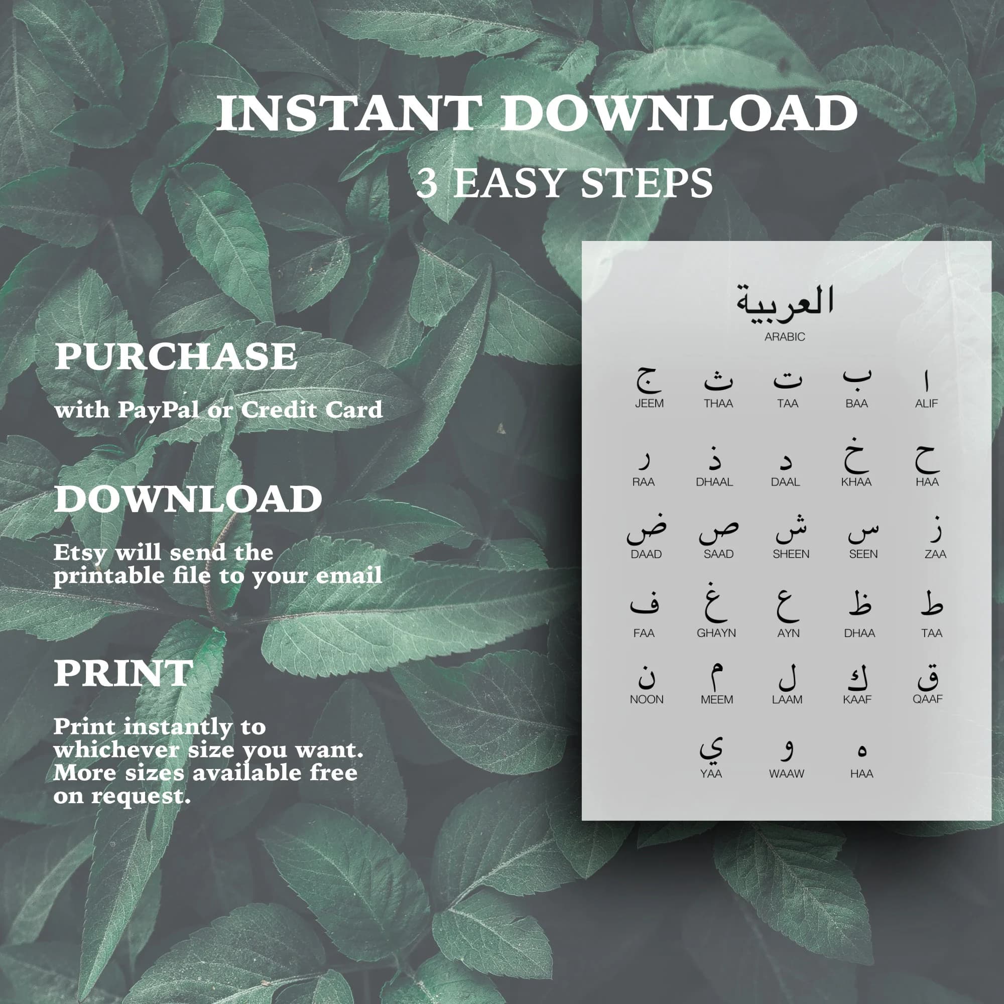 Arabic Alphabet Poster, Kids Nursery Decor (Digital Download) - image 3