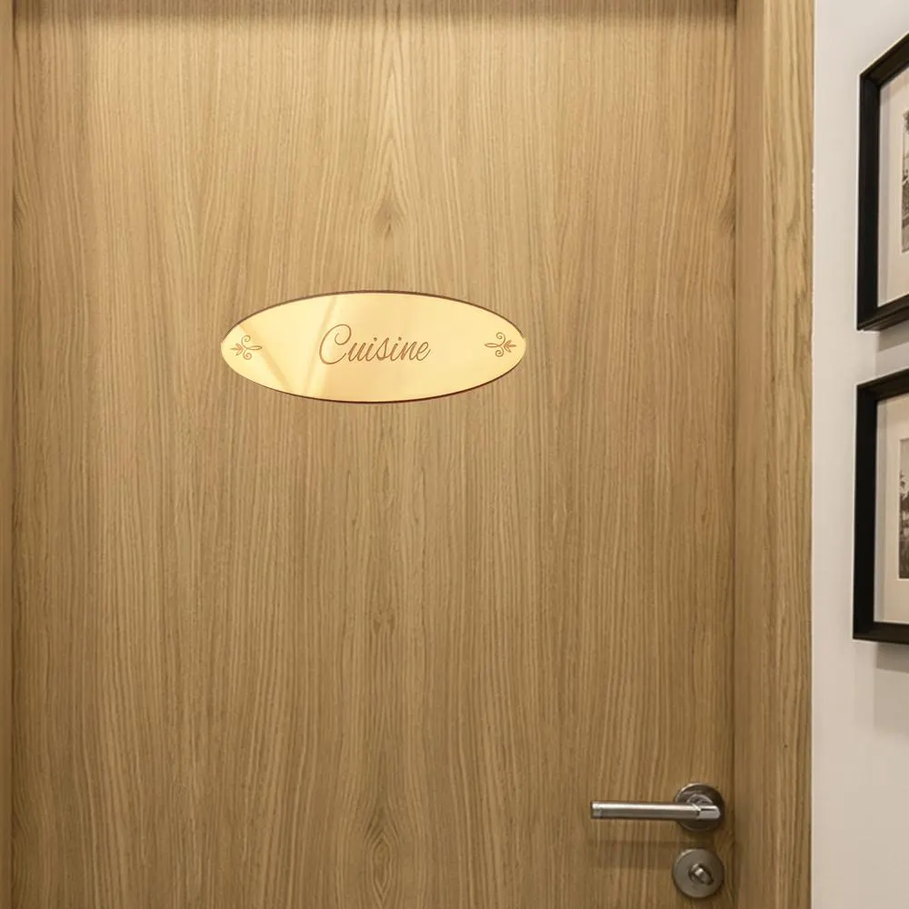 Plaque de porte cuisine en miroir or, plaque gravée chic et élégante avec double-face - image 3