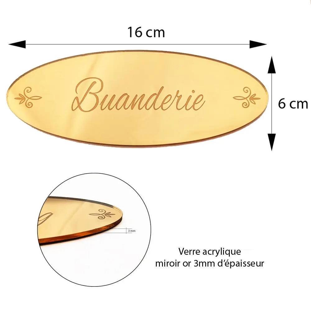 Plaque de porte buanderie en miroir or, plaque gravée chic et élégante avec double-face - image 4
