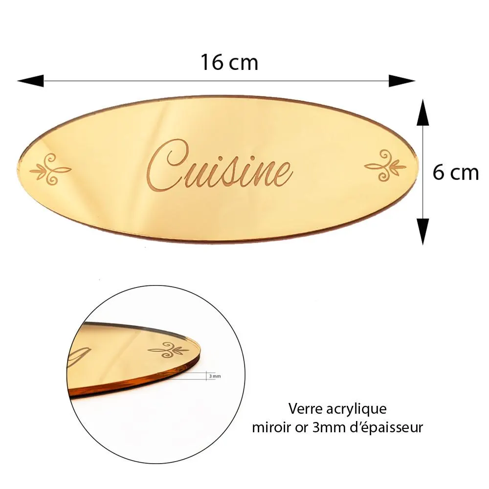 Plaque de porte cuisine en miroir or, plaque gravée chic et élégante avec double-face - image 4