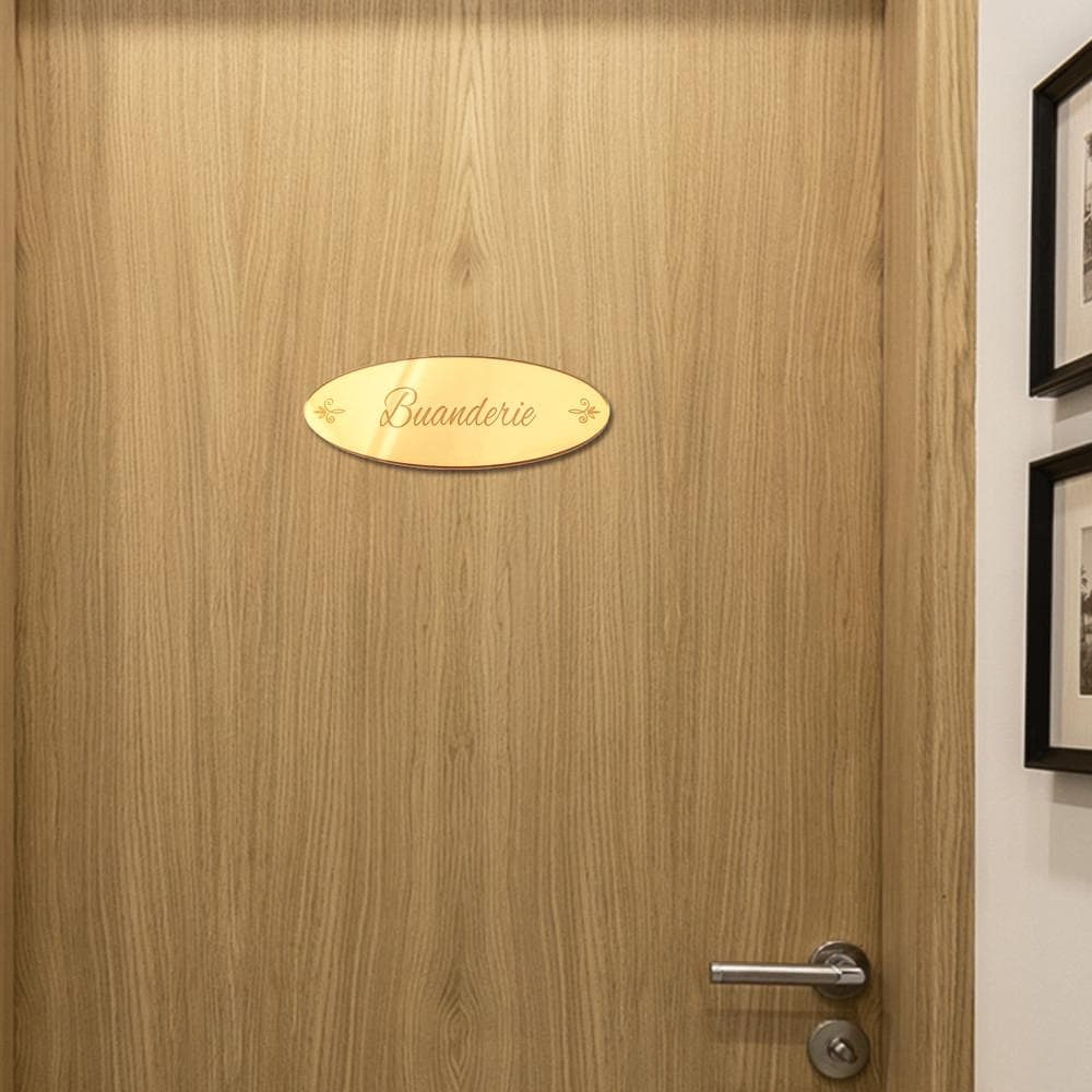 Plaque de porte buanderie en miroir or, plaque gravée chic et élégante avec double-face - image 3