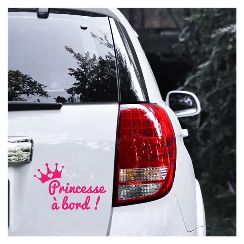 Sticker Princesse à bord - Autocollant Voiture Bébé à bord - Adhésif Bébé Fille à bord