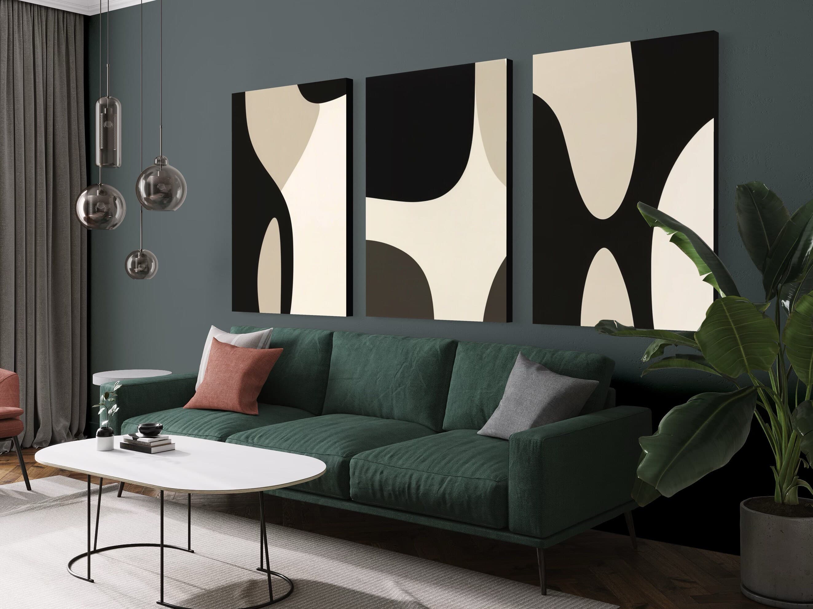 Set of 3 Wall Art 3 Pieces Canvas Wall Art Above Bed Wall Art Illustration Print Set Mid Century Modern Artwork Boho Decoration Living Room - image 4