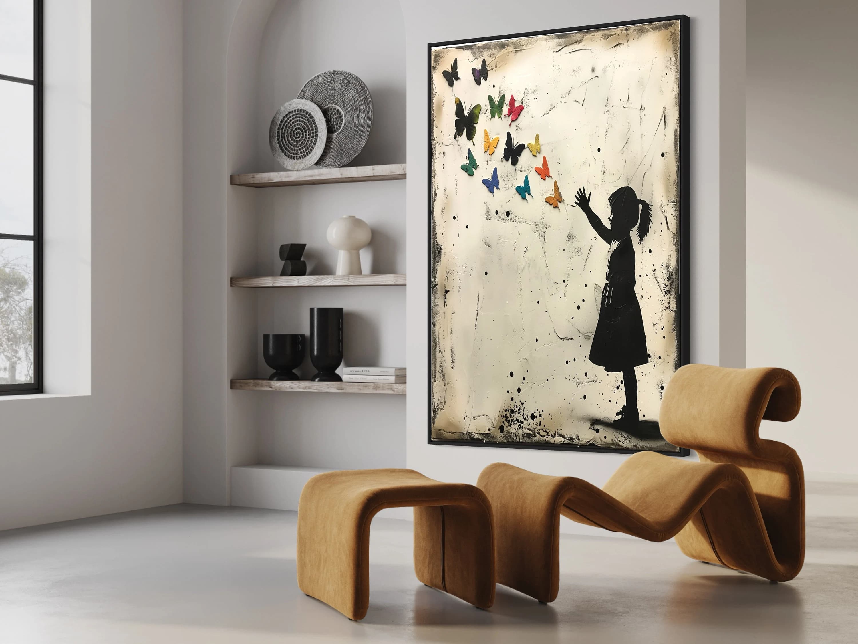 Banksy Canvas Street Wall Art | Banksy Canvas | Graffiti Street Art | Banksy Headshot Butterfly Girl Suicide | Graffiti Wall Decor - image 5