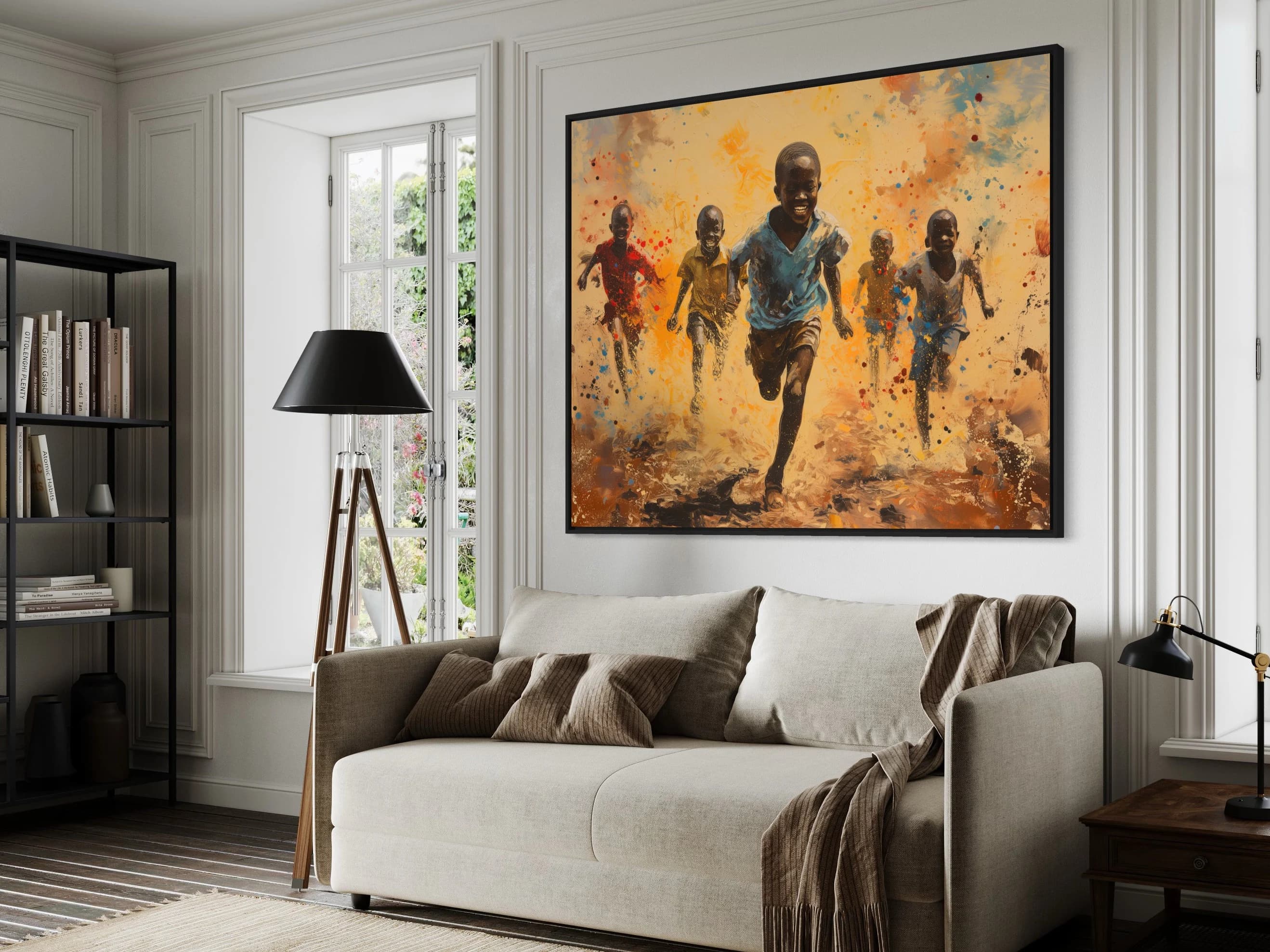 Black Boy Art, painting large/small/medium happy kids, African Black art best gift, American Bathroom Wall Art, - image 5