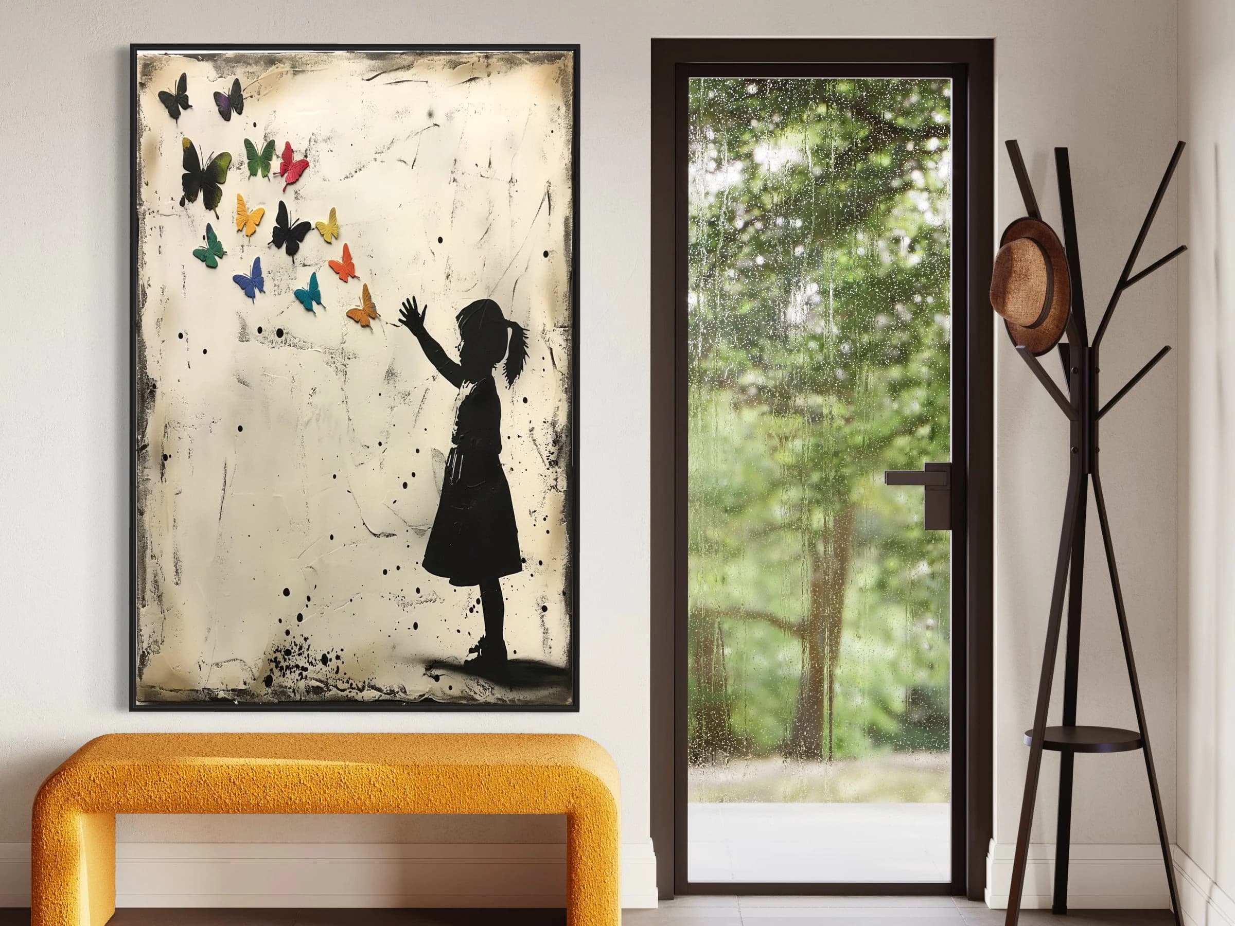 Banksy Canvas Street Wall Art | Banksy Canvas | Graffiti Street Art | Banksy Headshot Butterfly Girl Suicide | Graffiti Wall Decor - image 4