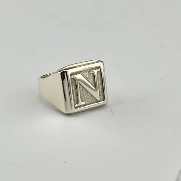 Custom Initial Signet Ring, Personalized Letter Ring for Men and Women, Square Monogram Ring, 14k Gold Custom Pinky Ring, Christmas Gift - image 5