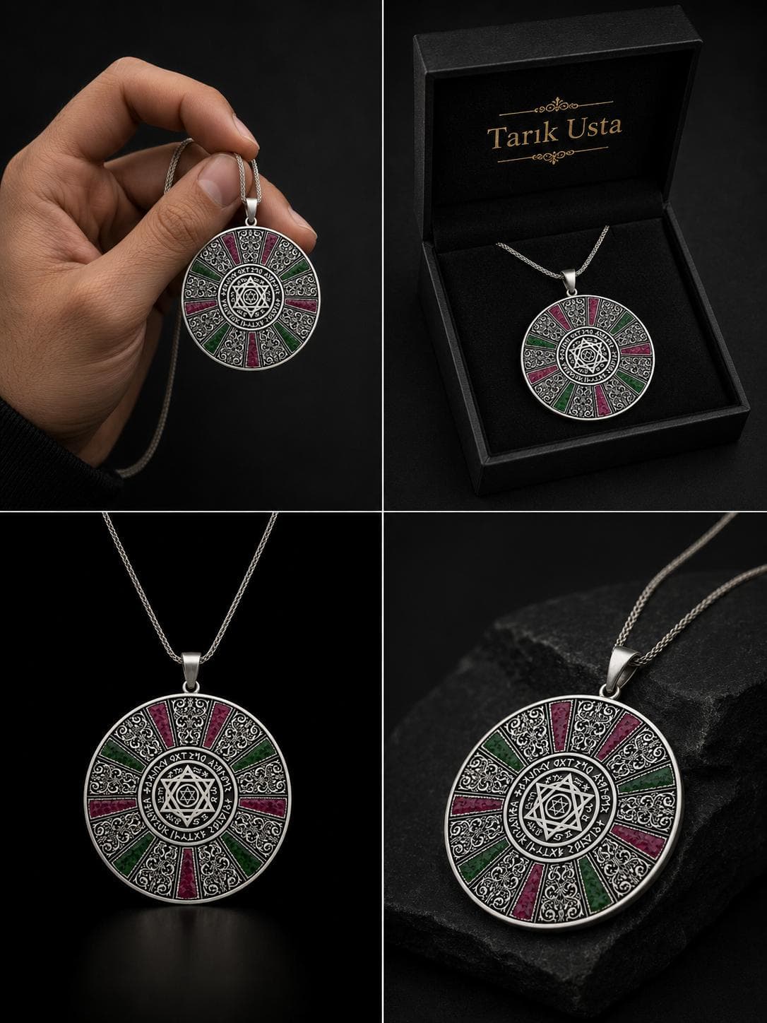 Silver Solomon Seal Talisman Necklace, Ouroboros Amulet with Runes, Sterling Silver Men Pagan Pendant, Spiritual Protection Jewelry Gift - image 3