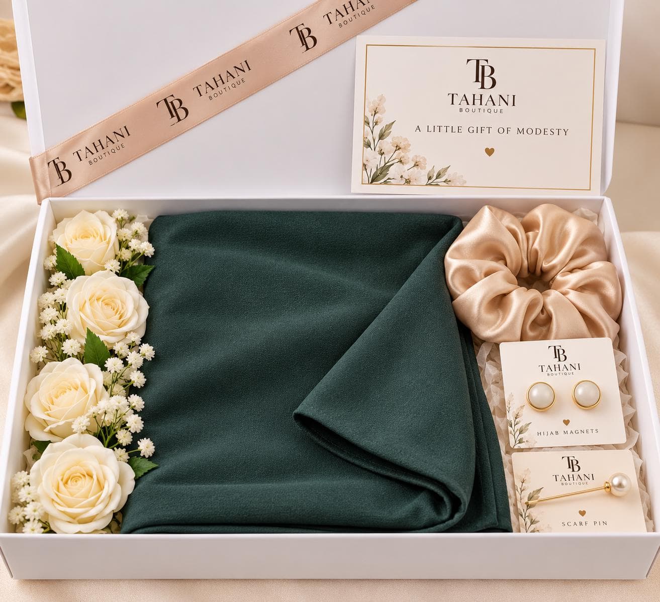 Personalised Hijab Gift Box, Floral Presentation, Eid Birthday Gift for Her