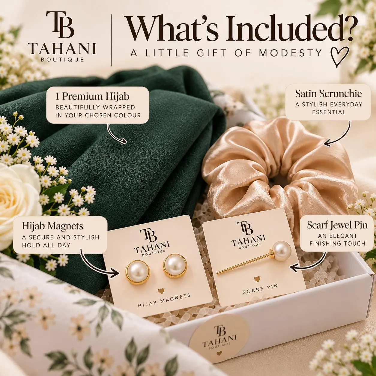 Personalised Hijab Gift Box, Floral Presentation, Eid Birthday Gift for Her - image 3