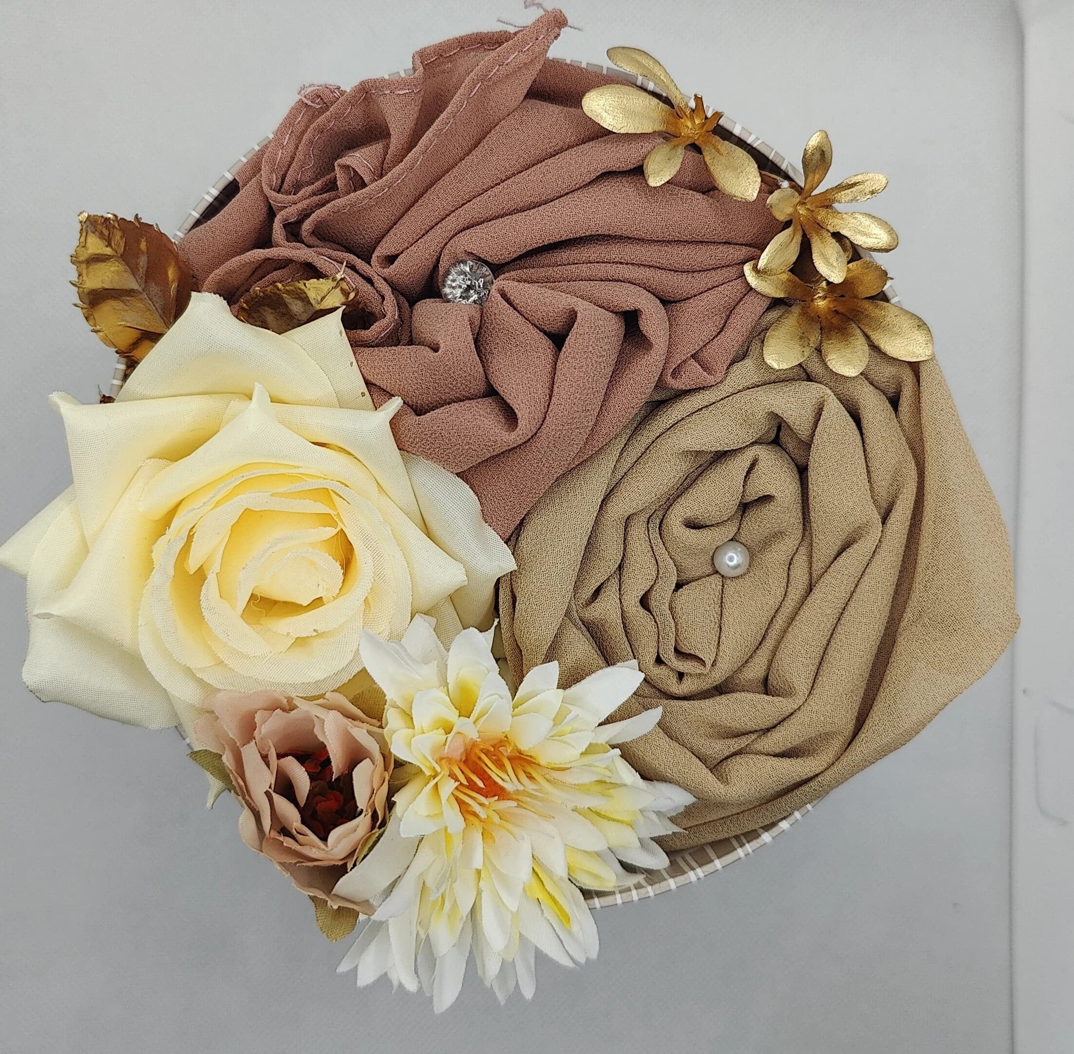 Hijab Gift Box | Fabric, Floral Accessories, Pearl Clip - image 2