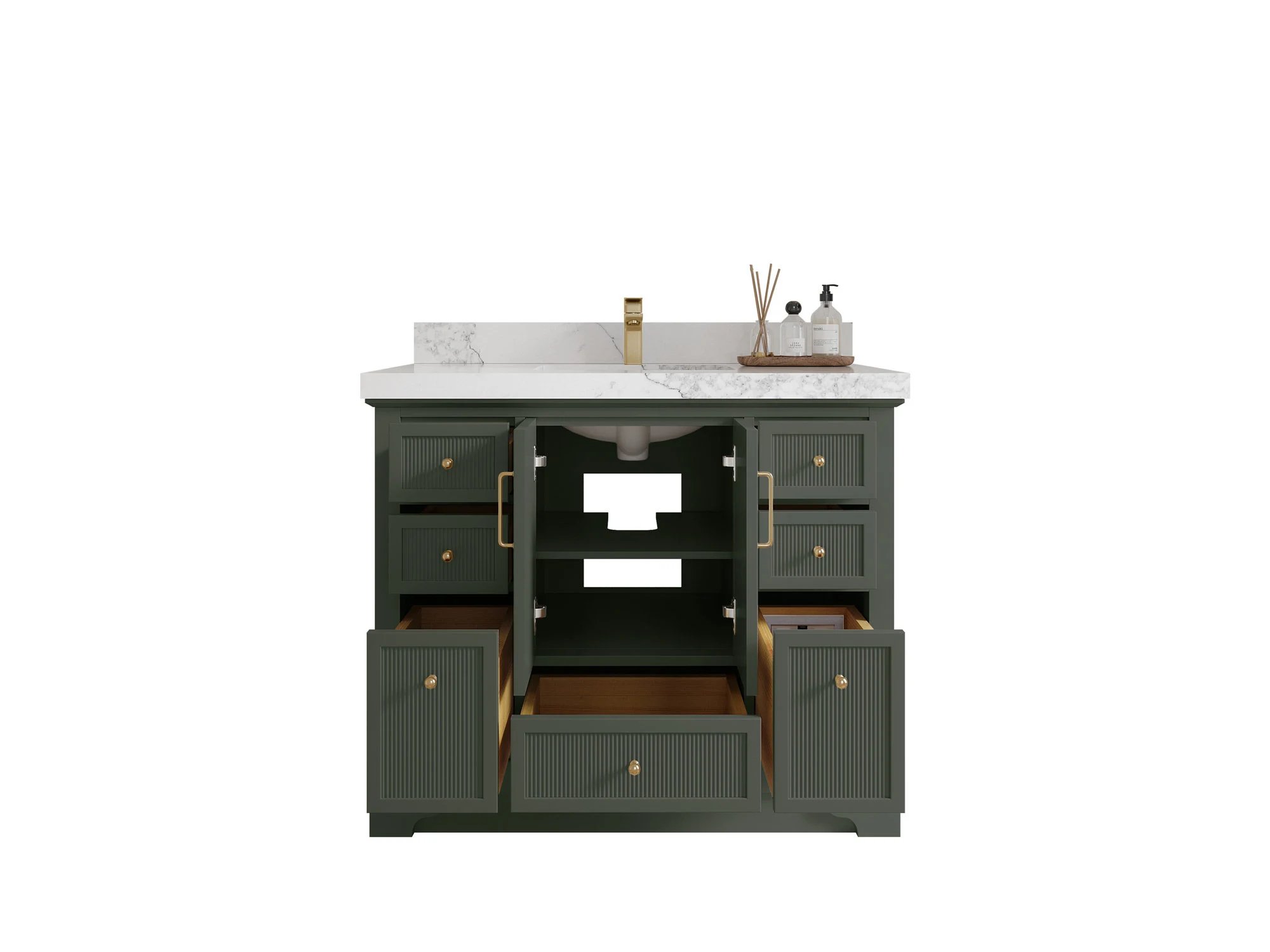 Alys 42 in. W x 22 in. D Single Sink Bathroom Vanity in Pewter Green with Quartz or Marble Countertop | Modern Vanity - image 3