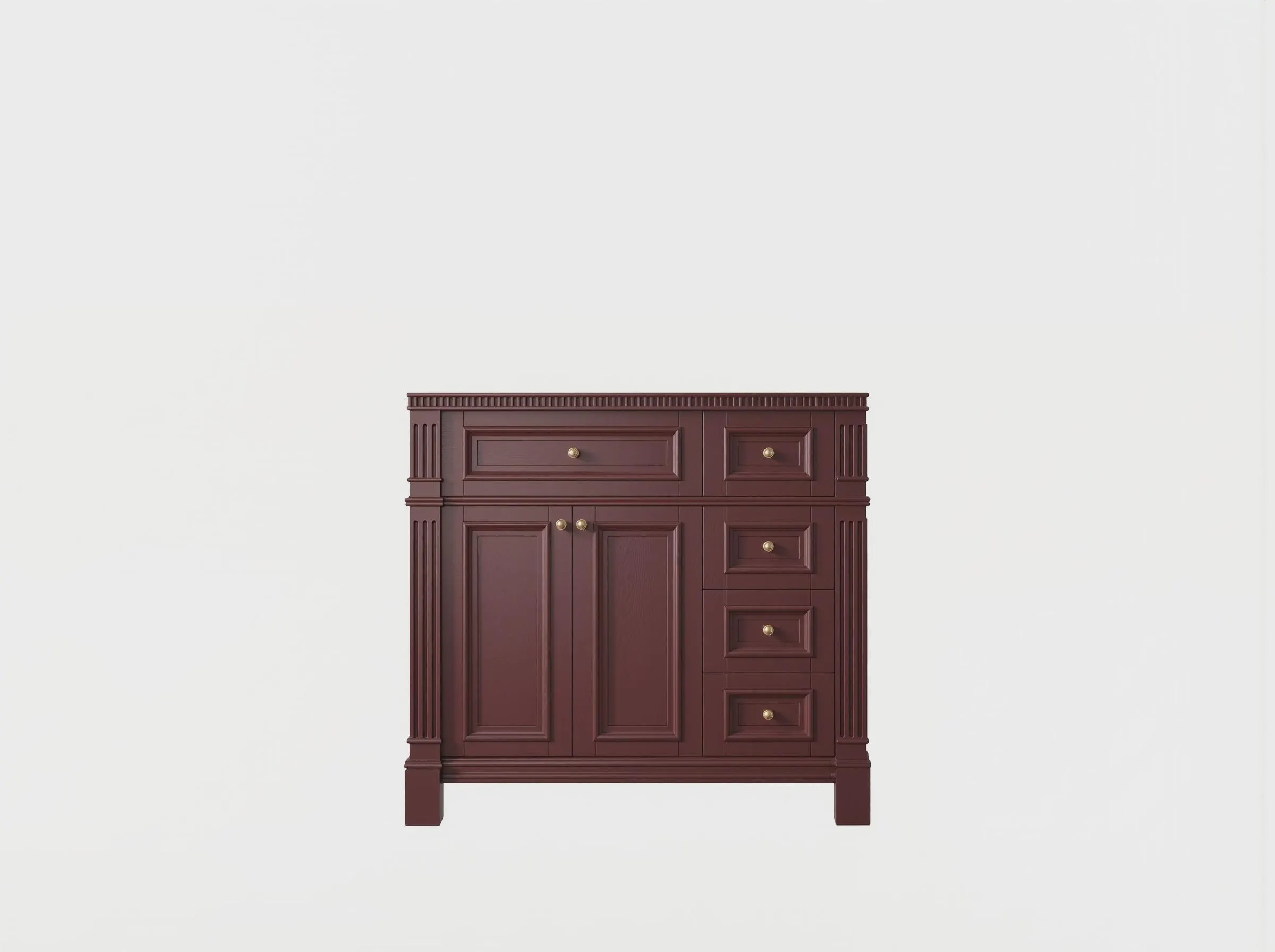Paris 36 in W x 22 in D Left Offset Sink Free Standing Bathroom Vanity in Burgundy with Quartz or Marble Countertop | MODERN VANITY - image 3