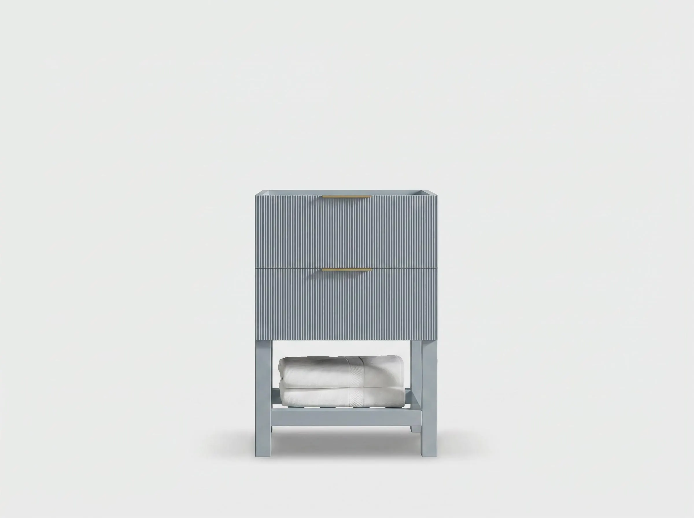 Catalina Teak 24 in. W x 22 in. D Single Sink Bathroom Vanity in Blue Heather with Quartz or Marble Top | Reeded MODERN VANITY - image 4