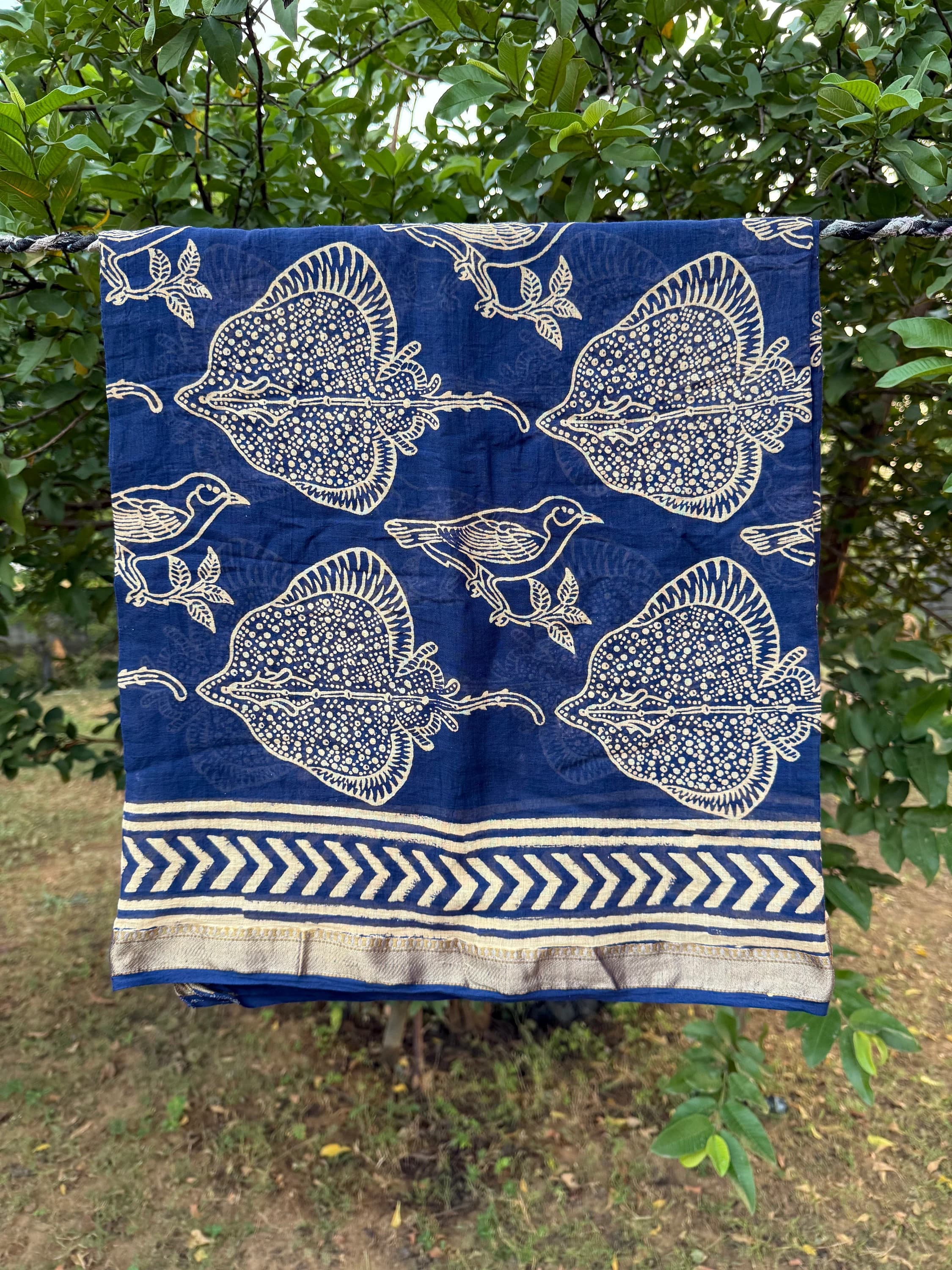 Hand Block Print Cotton Sarong: Stingray & Sparrow Scarf, Beach Cover Up - image 4