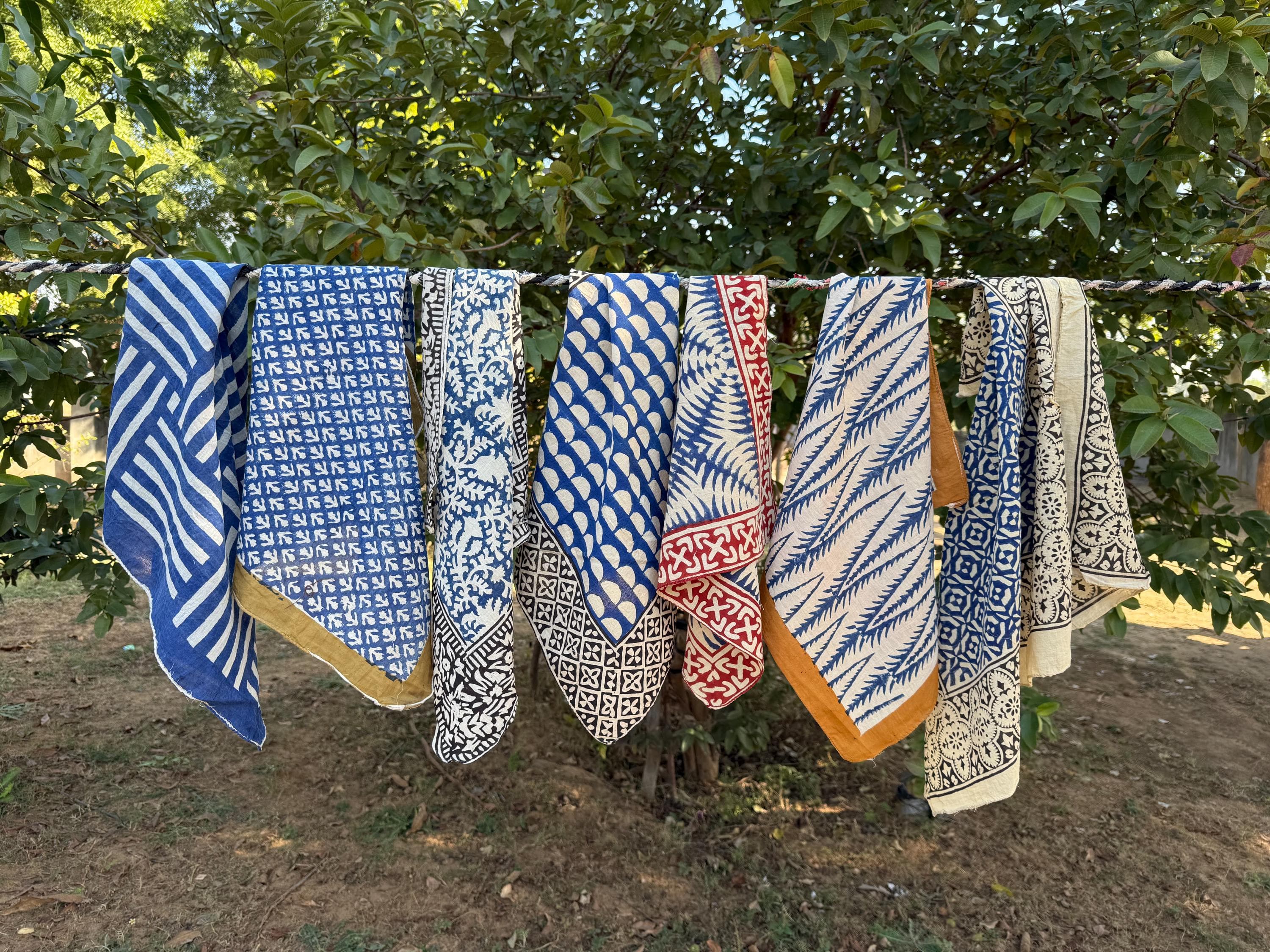 Pack of 7 Hand Block Print Cotton Bandana, Boho Head Scarf, Handmade Indian Bandana, Unisex Neckerchief, Festival Hair Scarf - image 3