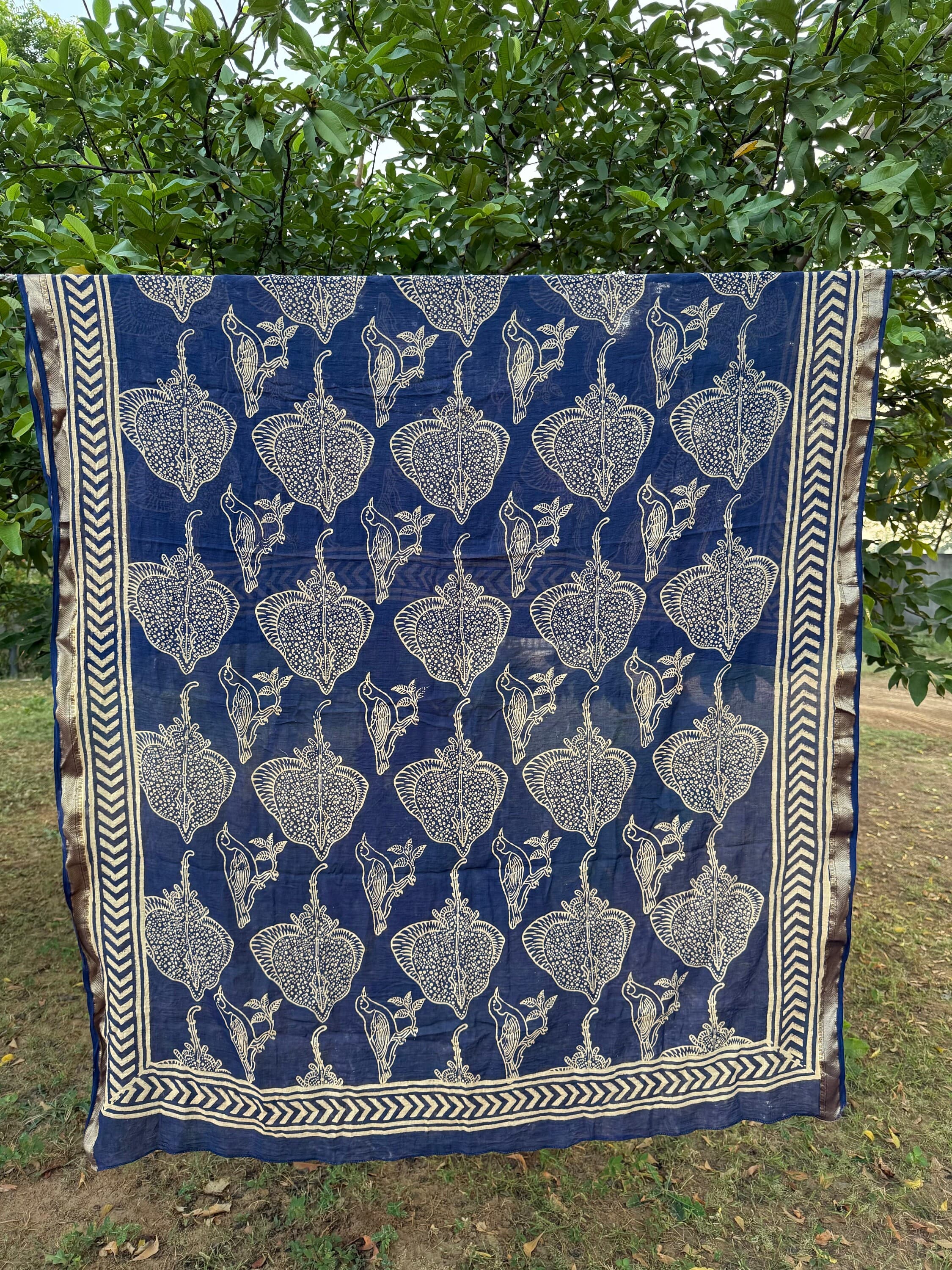 Hand Block Print Cotton Sarong: Stingray & Sparrow Scarf, Beach Cover Up - image 5