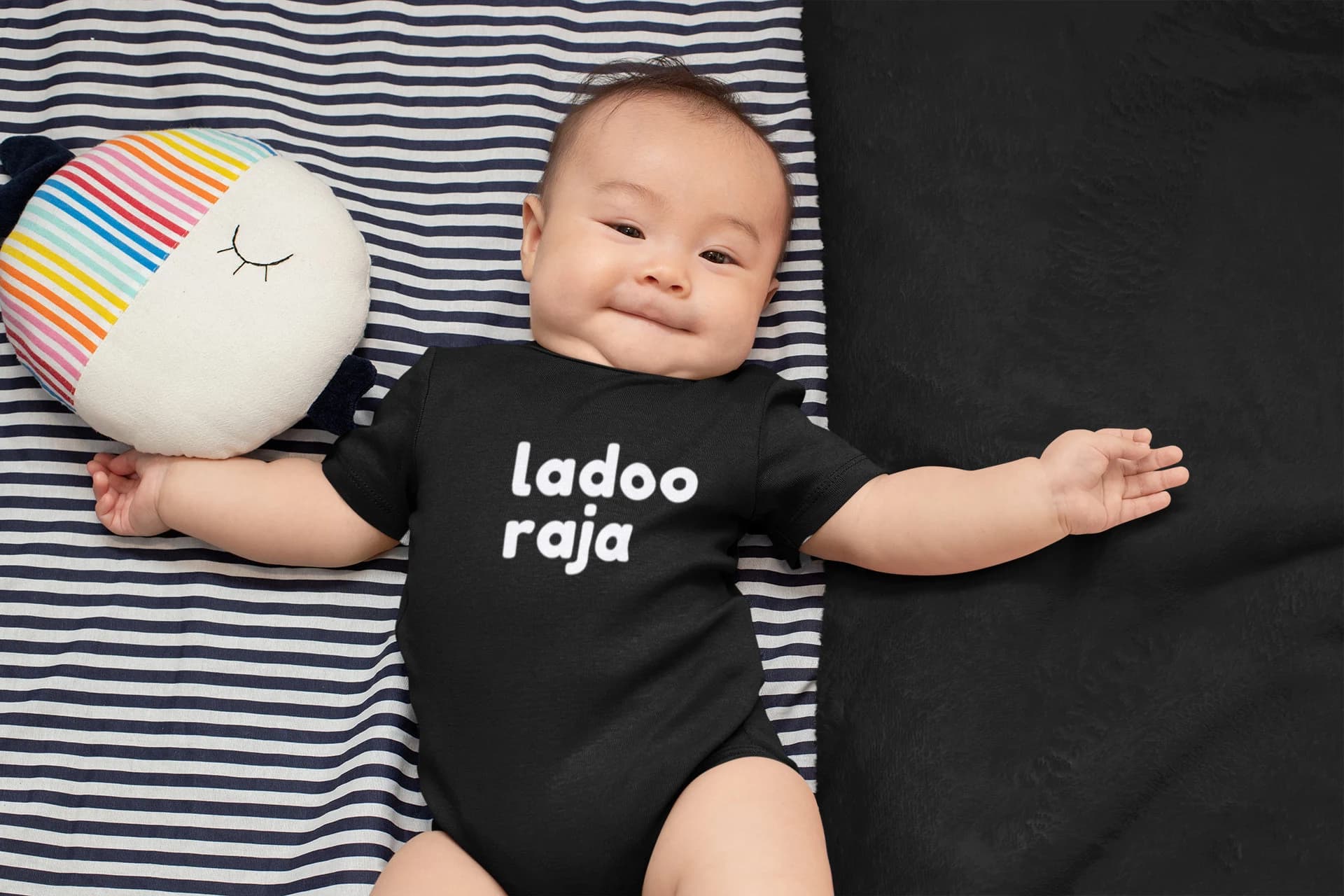 Desi Ladoo Raja Baby Onesie | Cute Baby Onesie | Funny Foodie Indian Punjabi Pakistani Giuju Baby Onesie | Mother's Day | Father's Day Gift